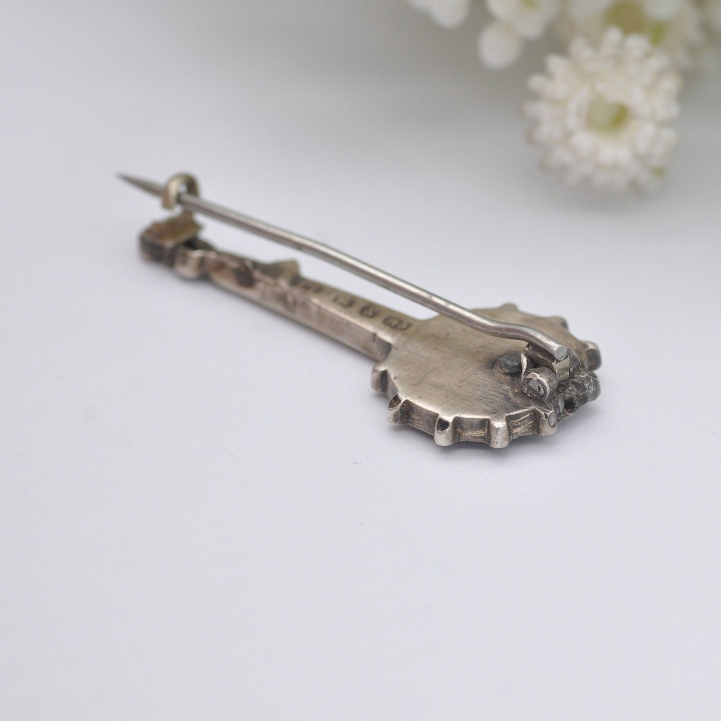 Antique Sterling Silver Agate Banjo Brooch by Adie & Lovekin 1897 - Blue Lace Agate | Novelty Victorian Musical Instrument Jewellery