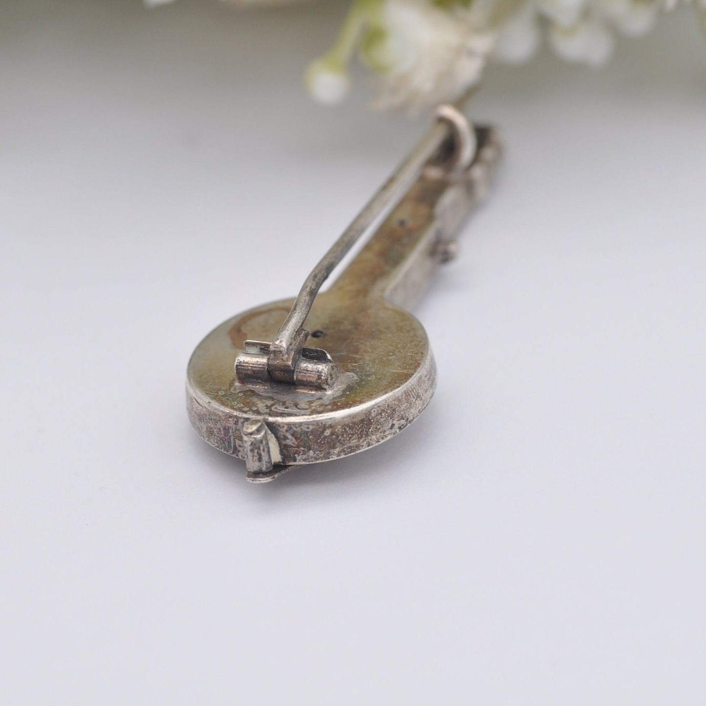 Antique Victorian Sterling Silver Banjo Brooch with Strings - Victorian Novelty Instrument Jewellery | Aesthetic Movement