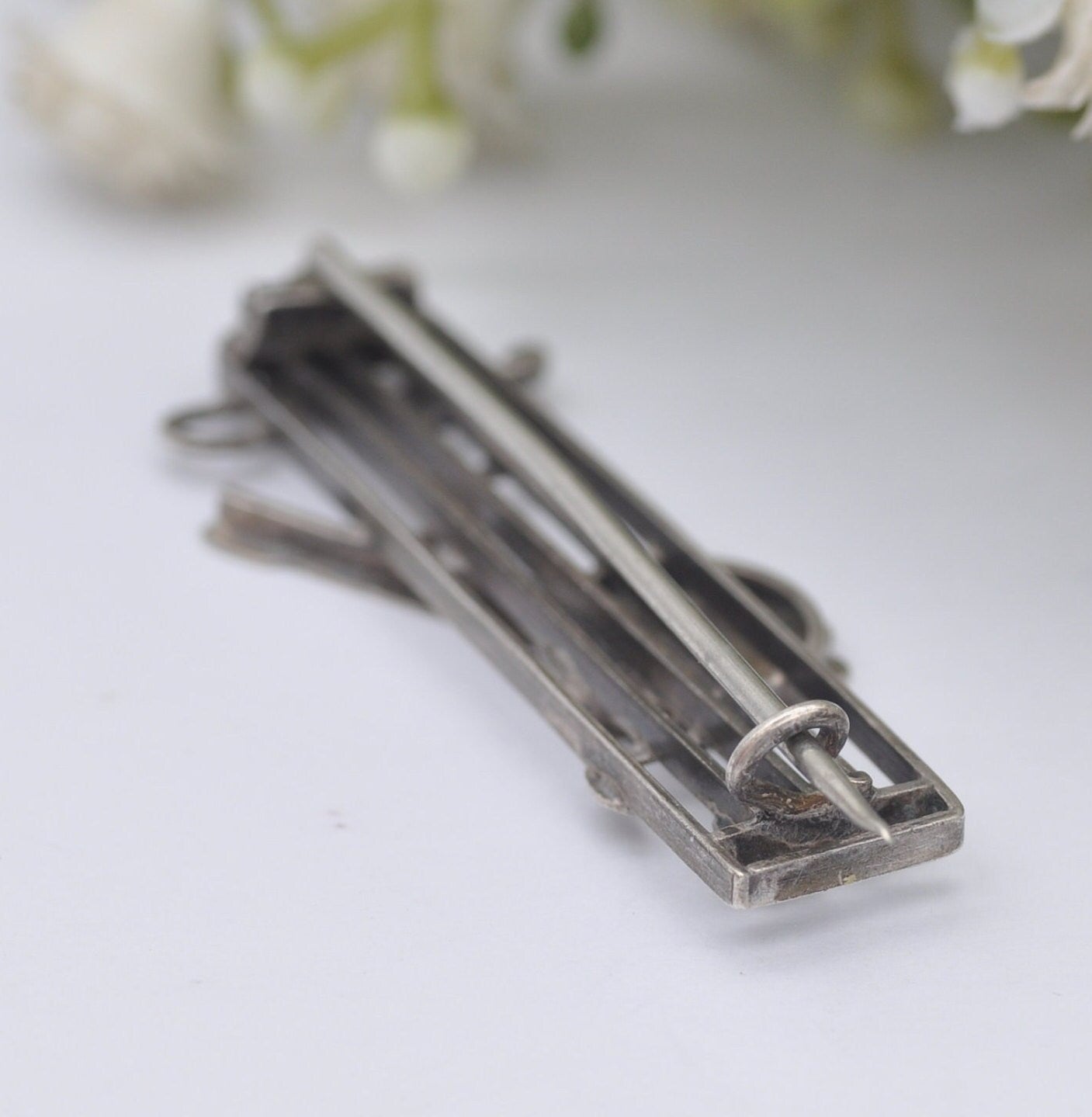 Antique Victorian Sterling Silver Musical Note and Banjo Brooch - Victorian Novelty Musical Instrument Jewellery | Treble Clef