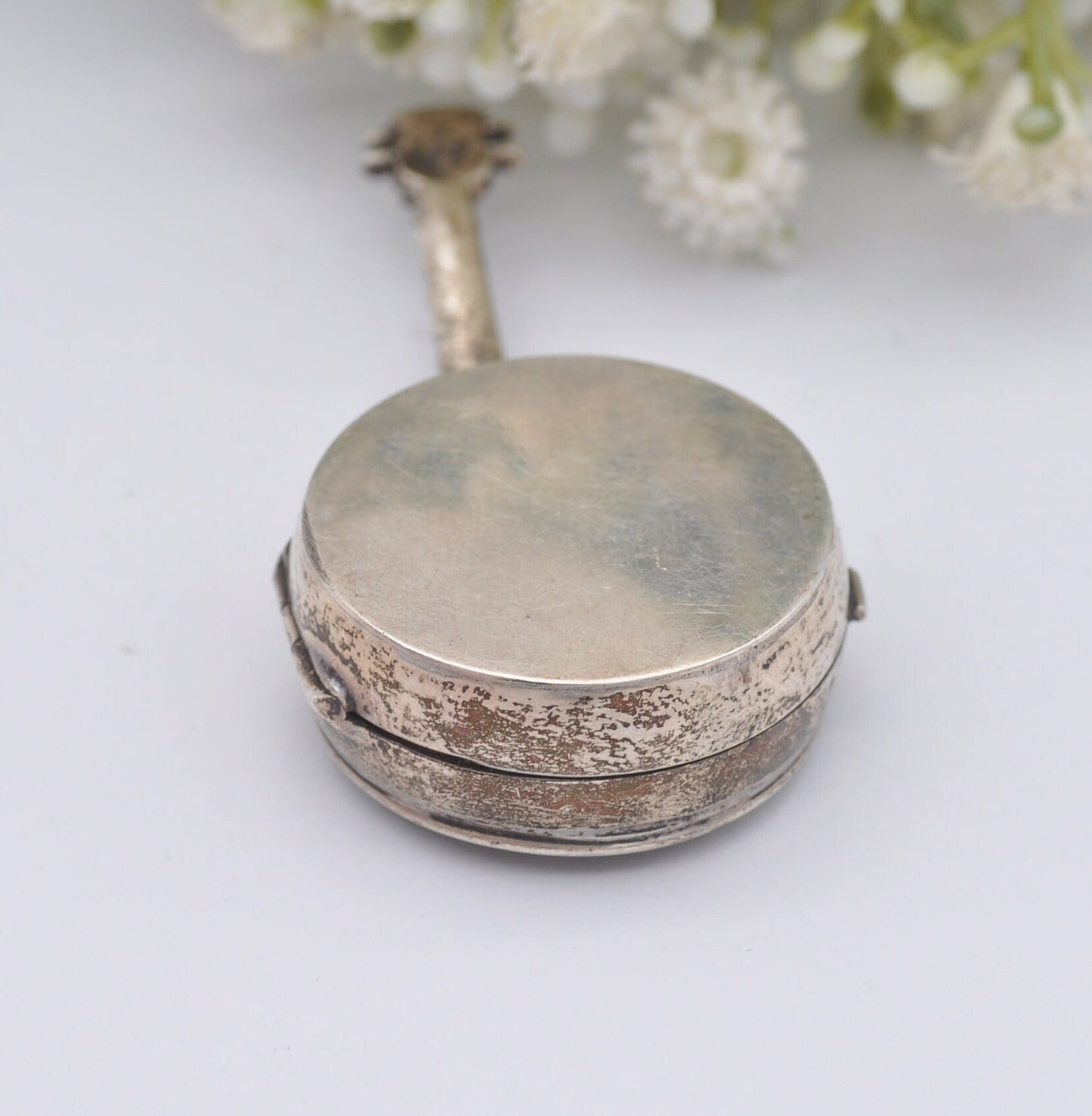 Vintage Sterling Silver Banjo Trinket Box with Strings - Hand Engraved | Novelty Musical Instrument Collectable