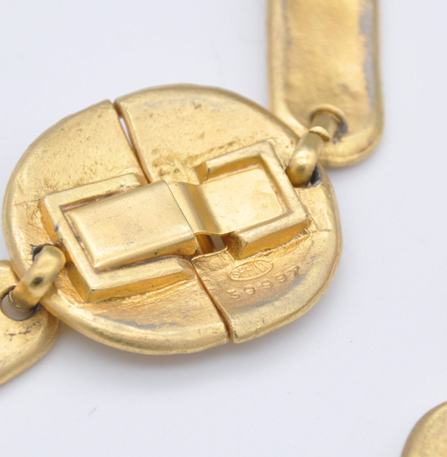Vintage Sphinx Necklace Gold Tone Disk Link - Mid-Century Branded Costume Jewellery