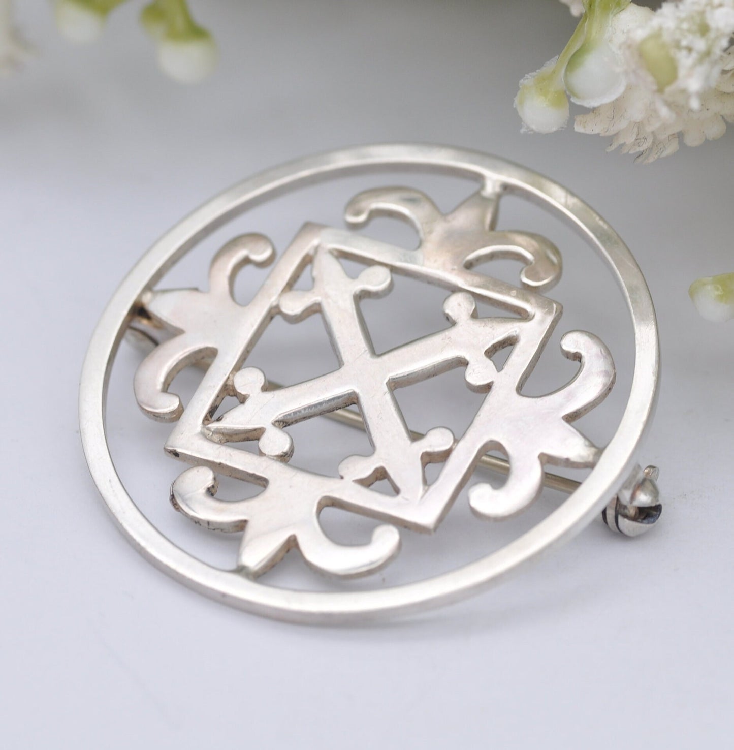 Vintage Ortak Scottish Sterling Silver Brooch by Malcolm Gray 1978 - Celtic Cross | Edinburgh Hallmarks