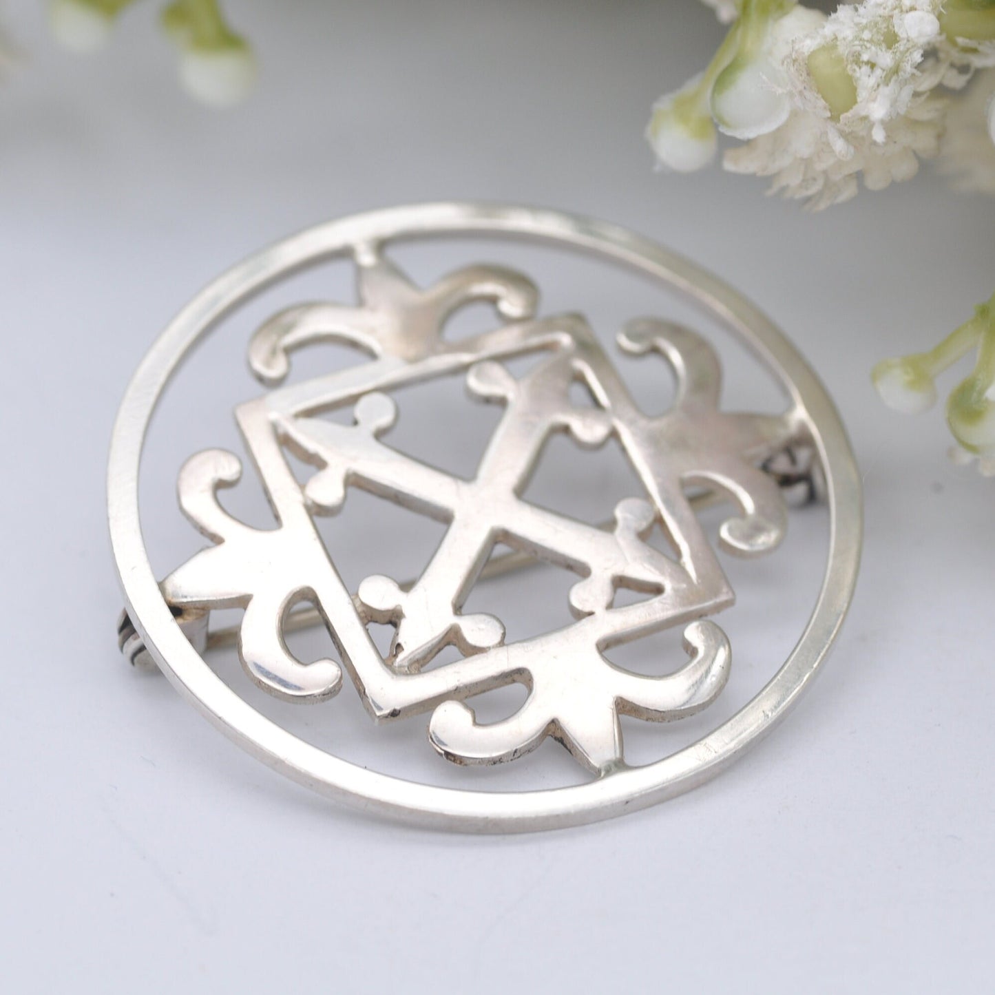 Vintage Ortak Scottish Sterling Silver Brooch by Malcolm Gray 1978 - Celtic Cross | Edinburgh Hallmarks