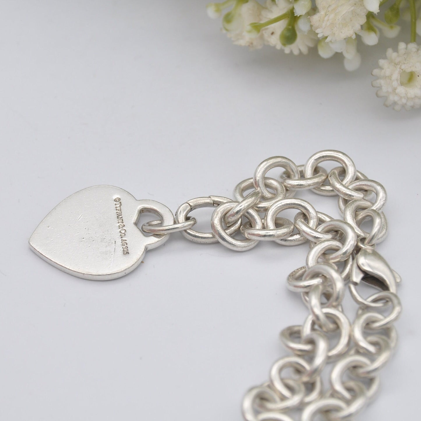 Tiffany & Co Sterling Silver Bracelet with Tiffany Notes I Love You Heart Tag Charm