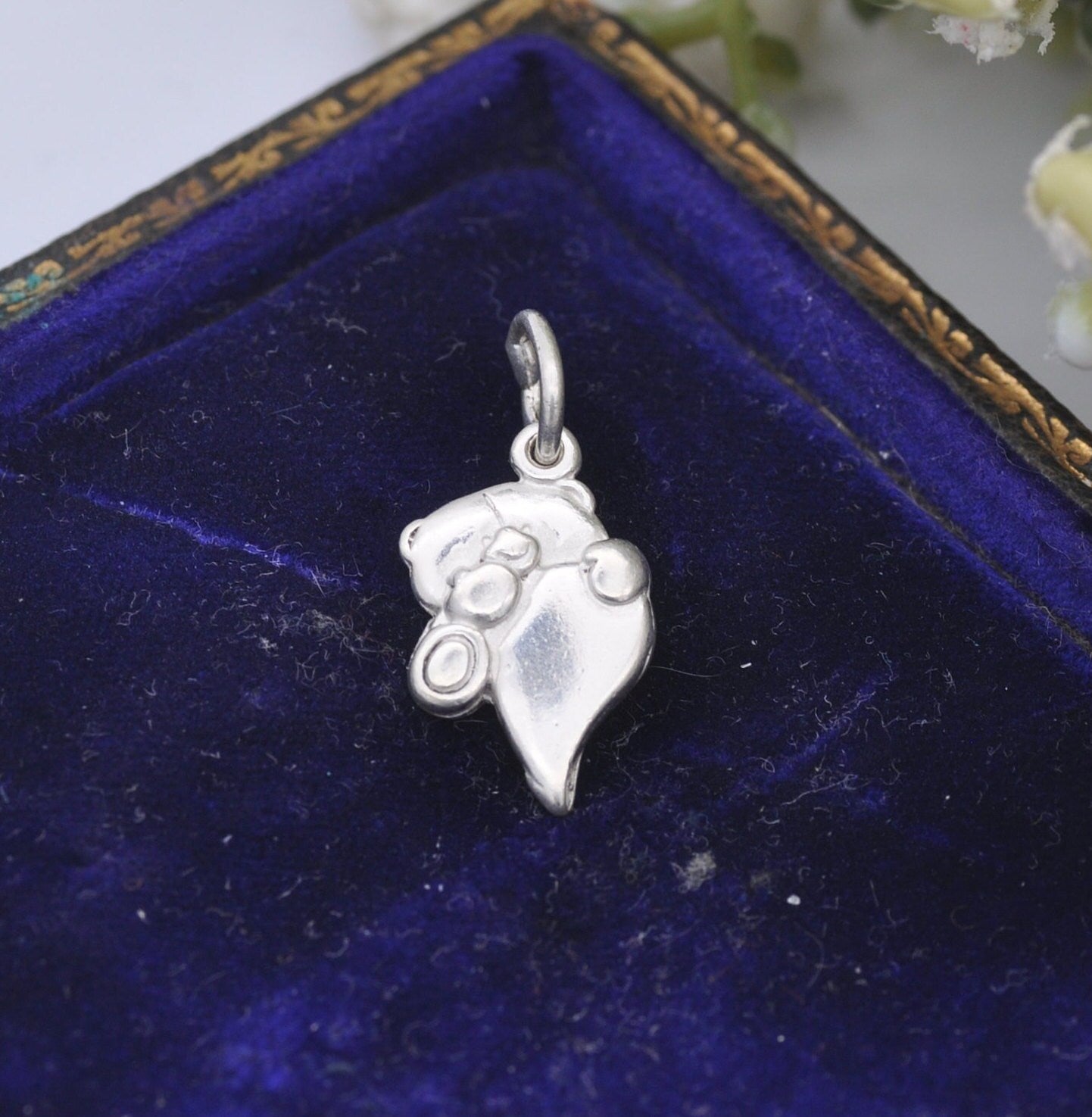 Sterling Silver Forever Friends Bear Charm Pendant - Teddy Bear Hugging a Love Heart | Hallmark Gift