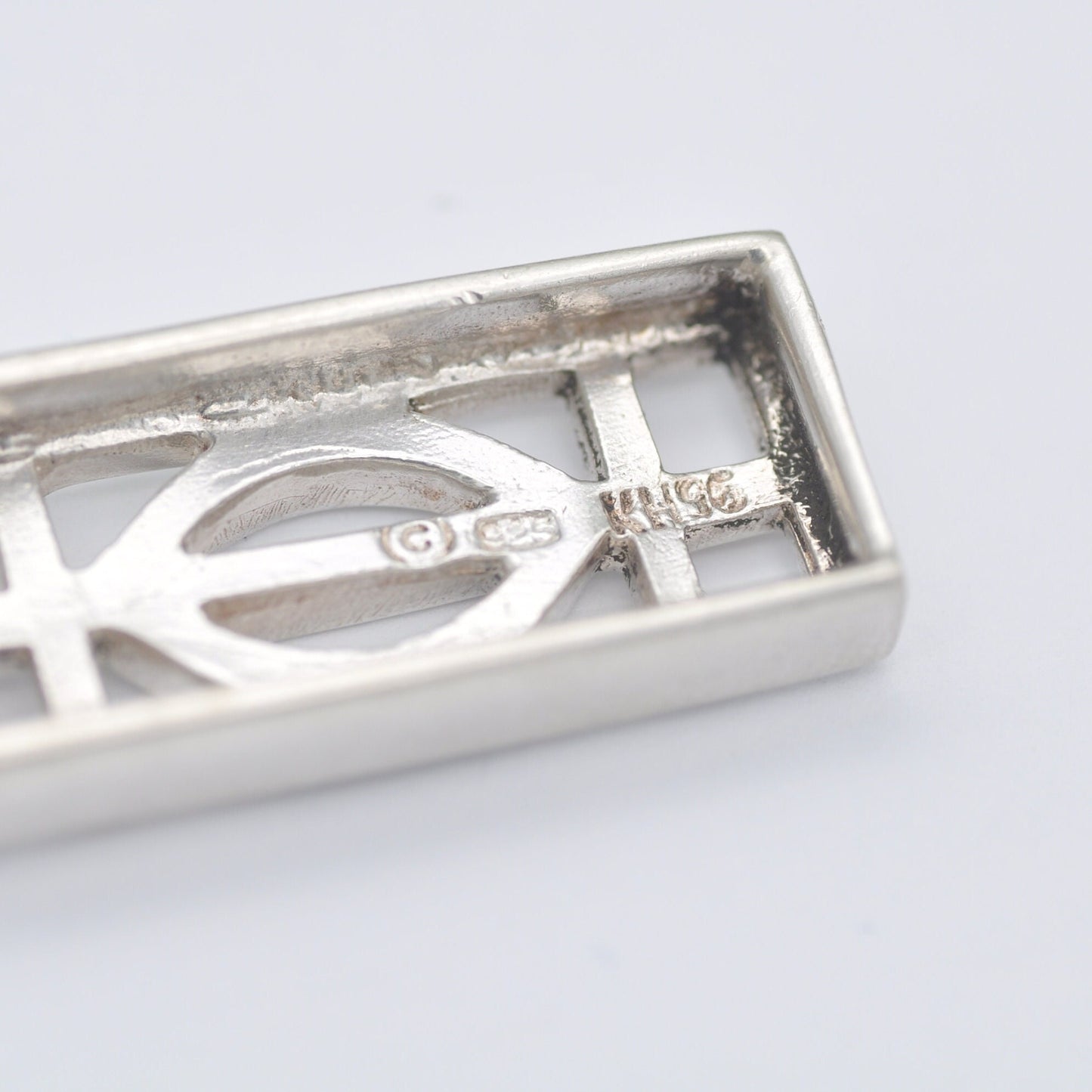 Vintage Kit Heath Sterling Silver Celtic Openwork Pendant 1990s - Rectangle Symbol
