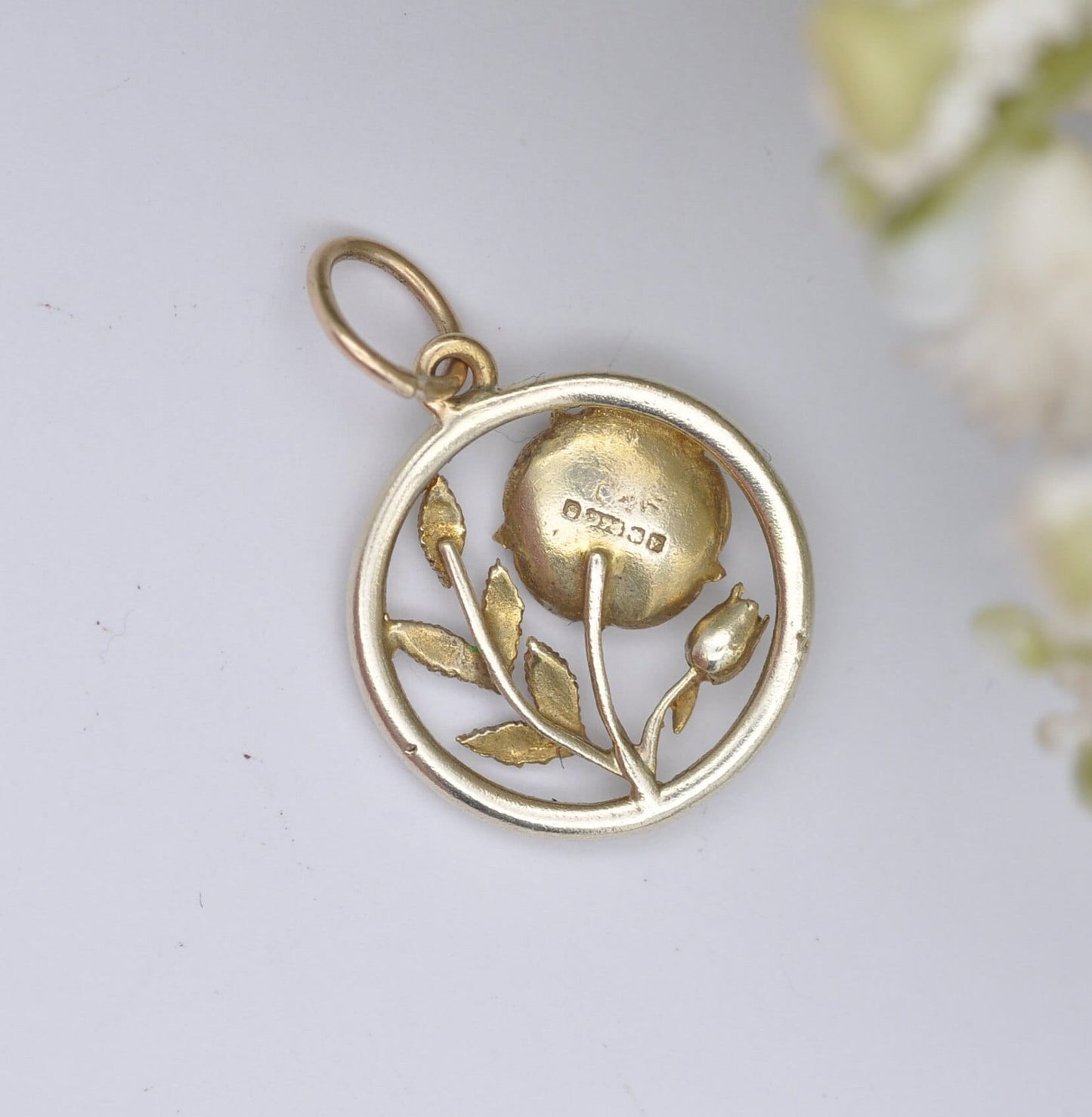 Vintage 9ct Gold Lancaster Rose Charm Pendant 1970 - Enamel Souvenir | Red Rose of Lancashire