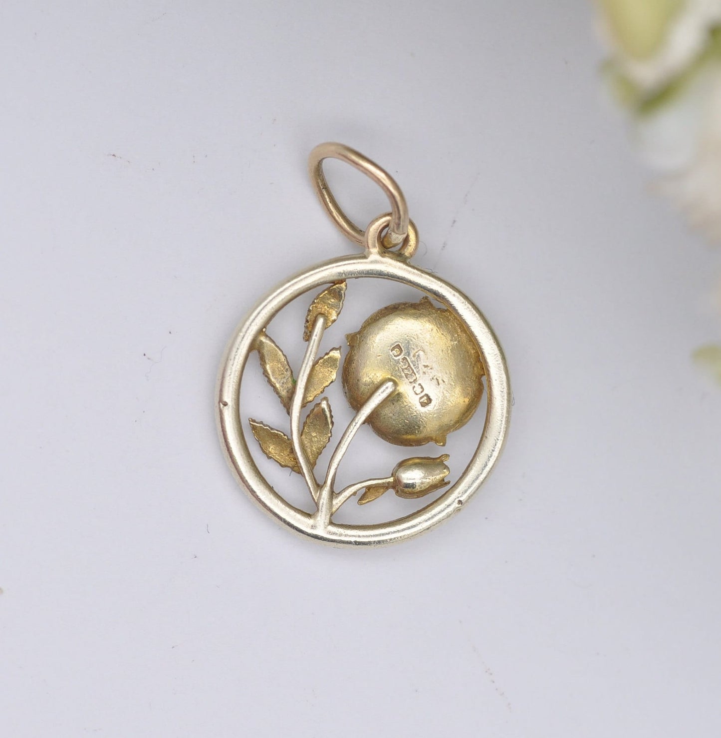 Vintage 9ct Gold Lancaster Rose Charm Pendant 1970 - Enamel Souvenir | Red Rose of Lancashire