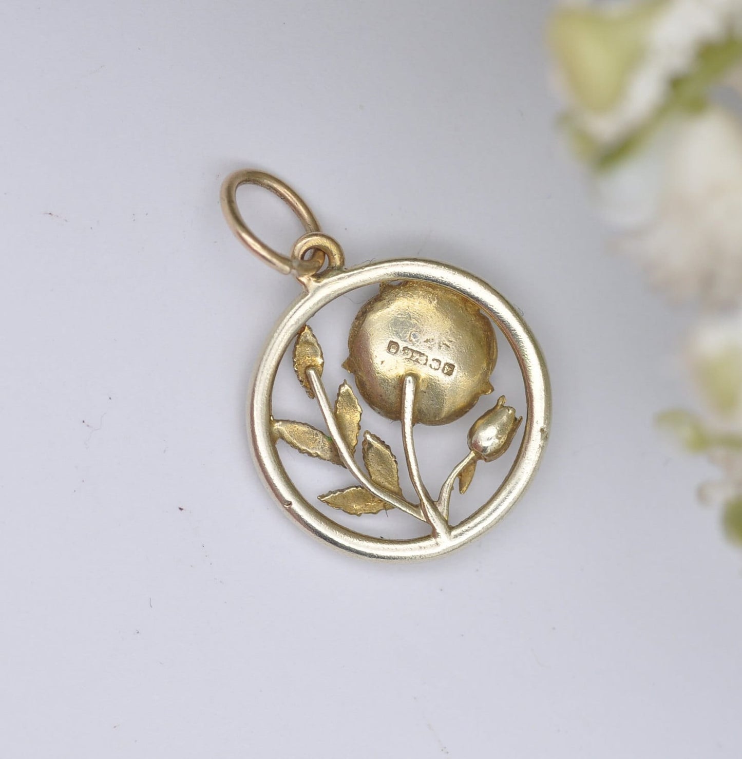 Vintage 9ct Gold Lancaster Rose Charm Pendant 1970 - Enamel Souvenir | Red Rose of Lancashire