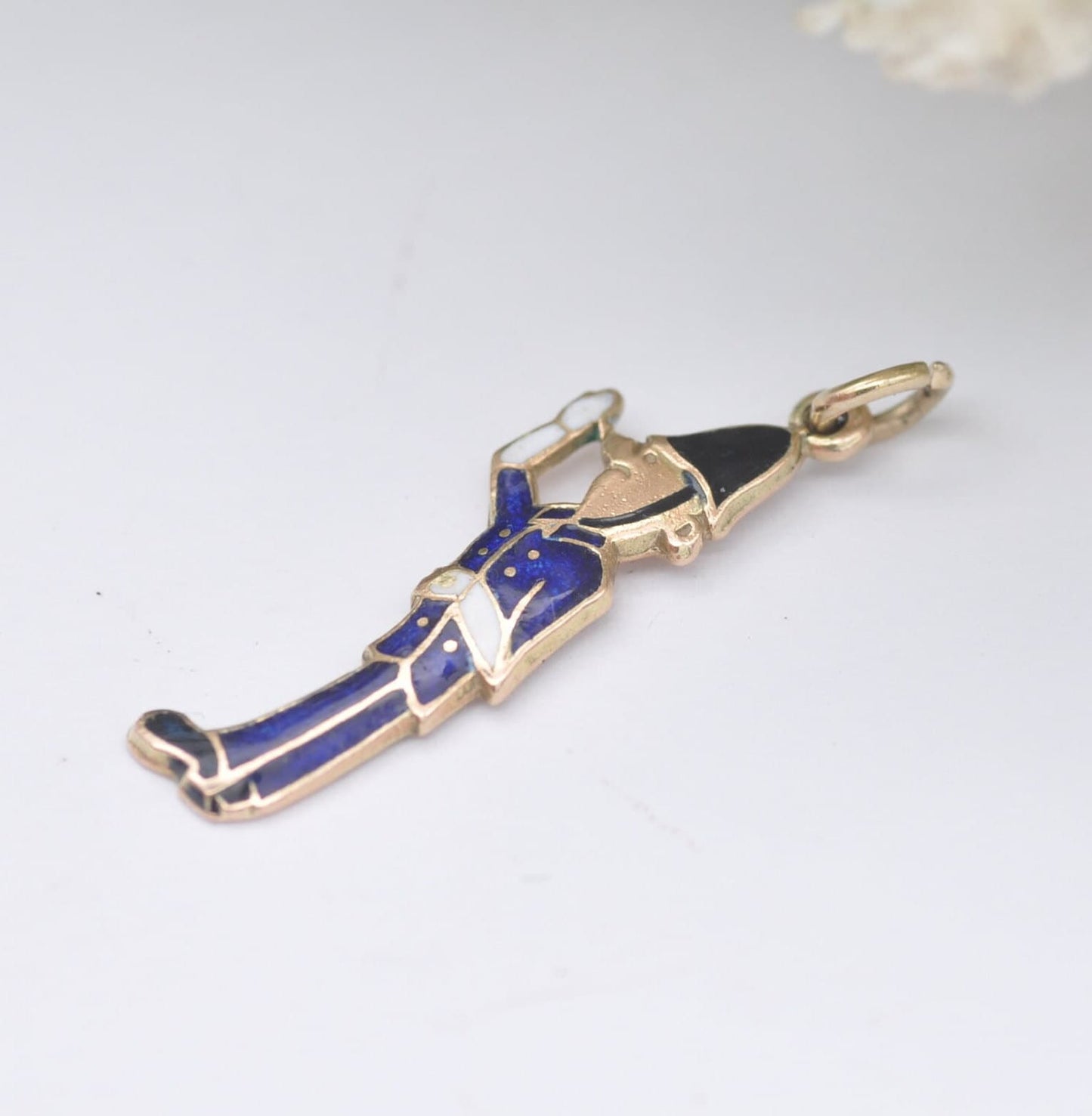 Vintage 9ct Gold Enamel Policeman Charm Pendant - Bobby Cartoon Character