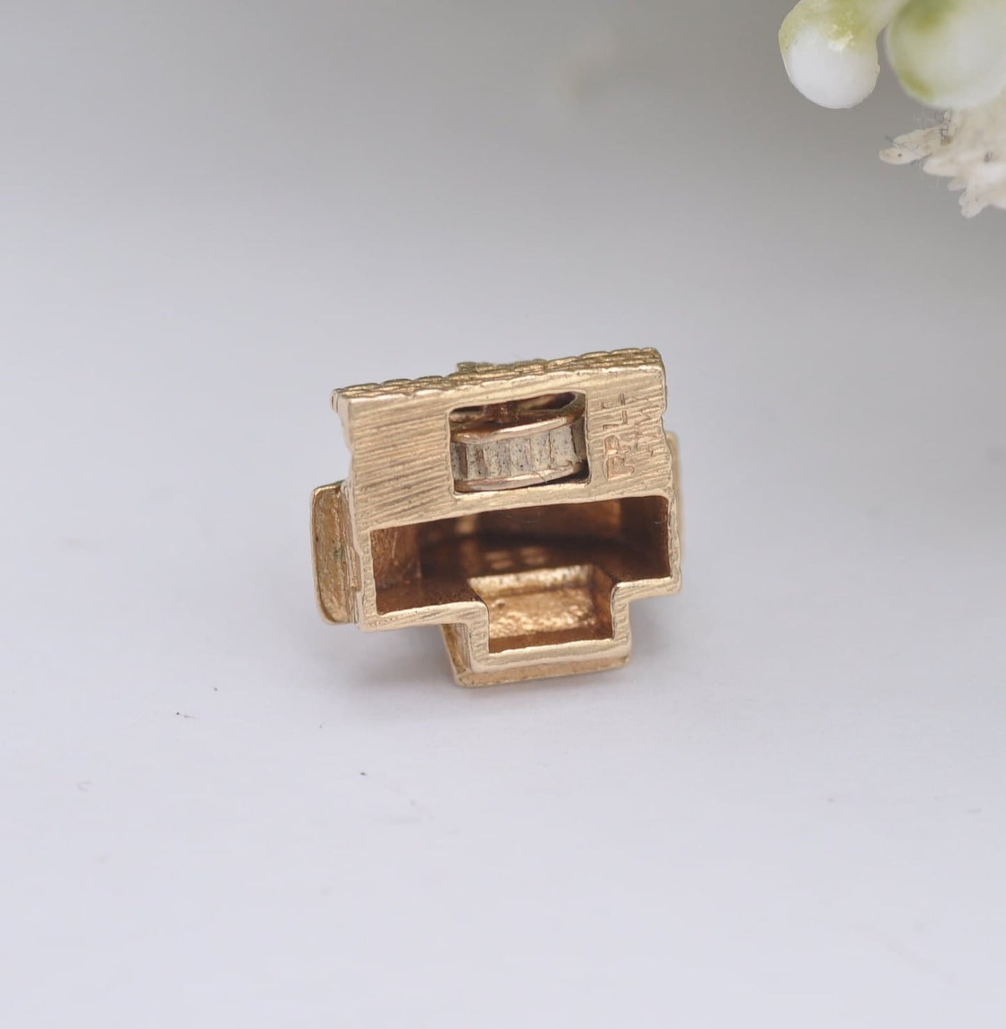 Vintage 9ct Gold Watermill Charm Pendant 1972 - with Spinning Wheel