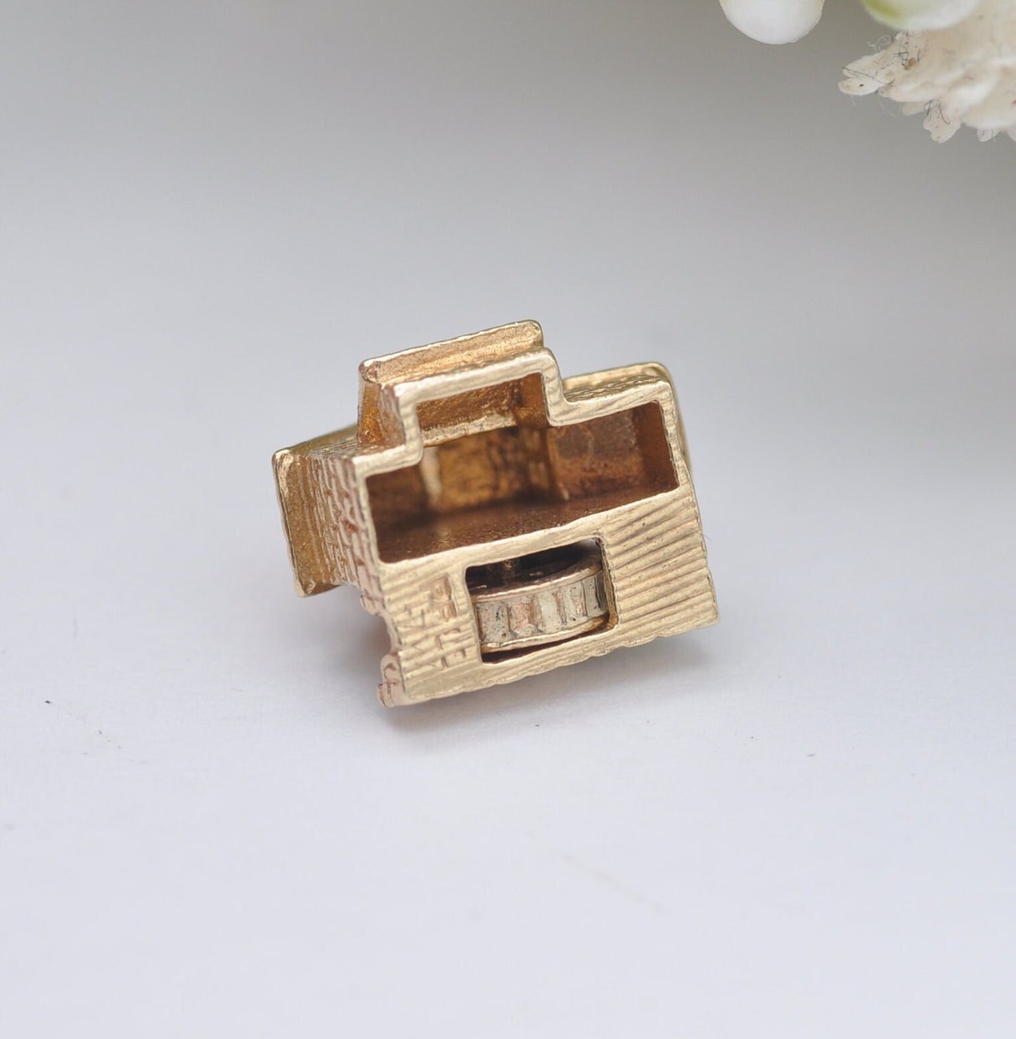 Vintage 9ct Gold Watermill Charm Pendant 1972 - with Spinning Wheel
