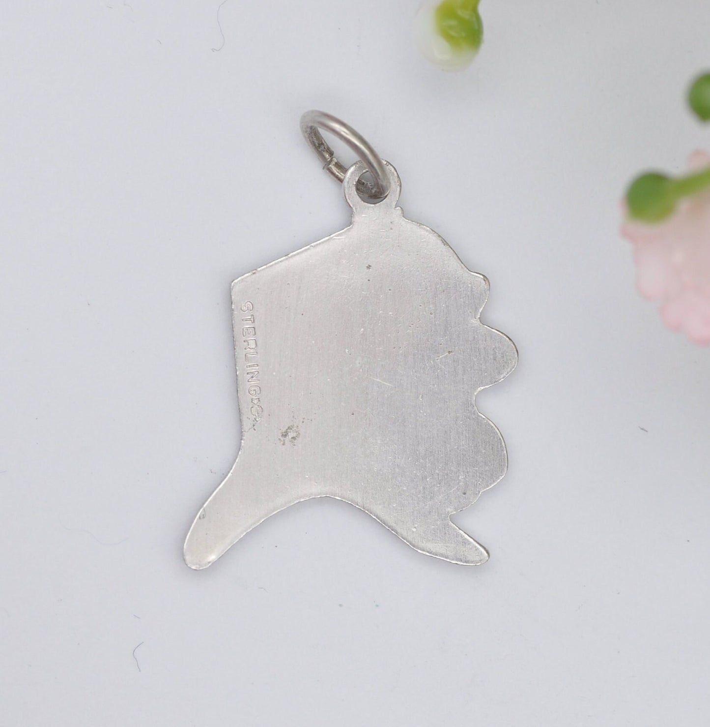 Vintage Sterling Silver Enamel Alaska Map Charm Pendant - American Alaska Souvenir Jewellery