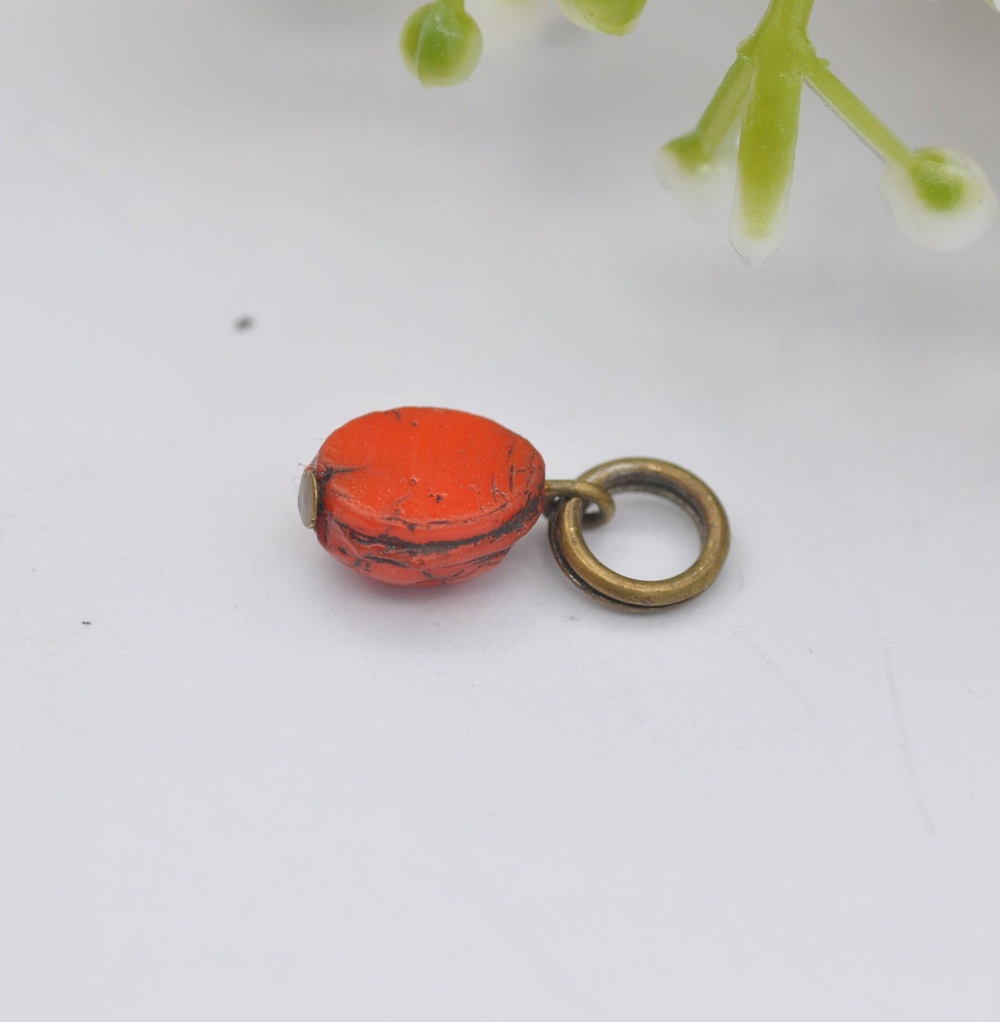 Antique Glass Ladybird Ladybug Charm Pendant - Novelty Vintage Insect Jewellery