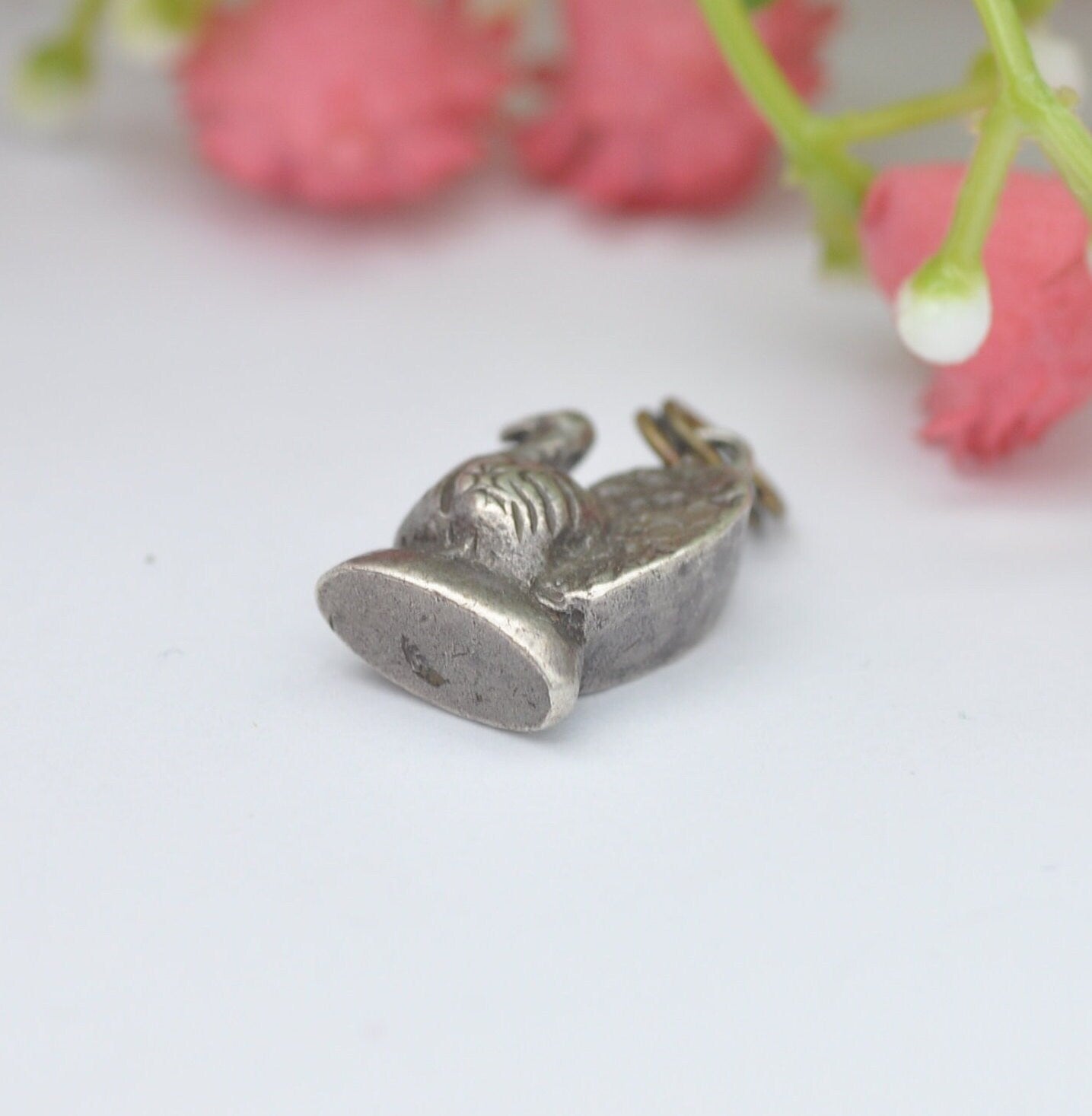 Vintage Silver Turkey Charm Pendant - Detailed Animal | Thanksgiving Bird