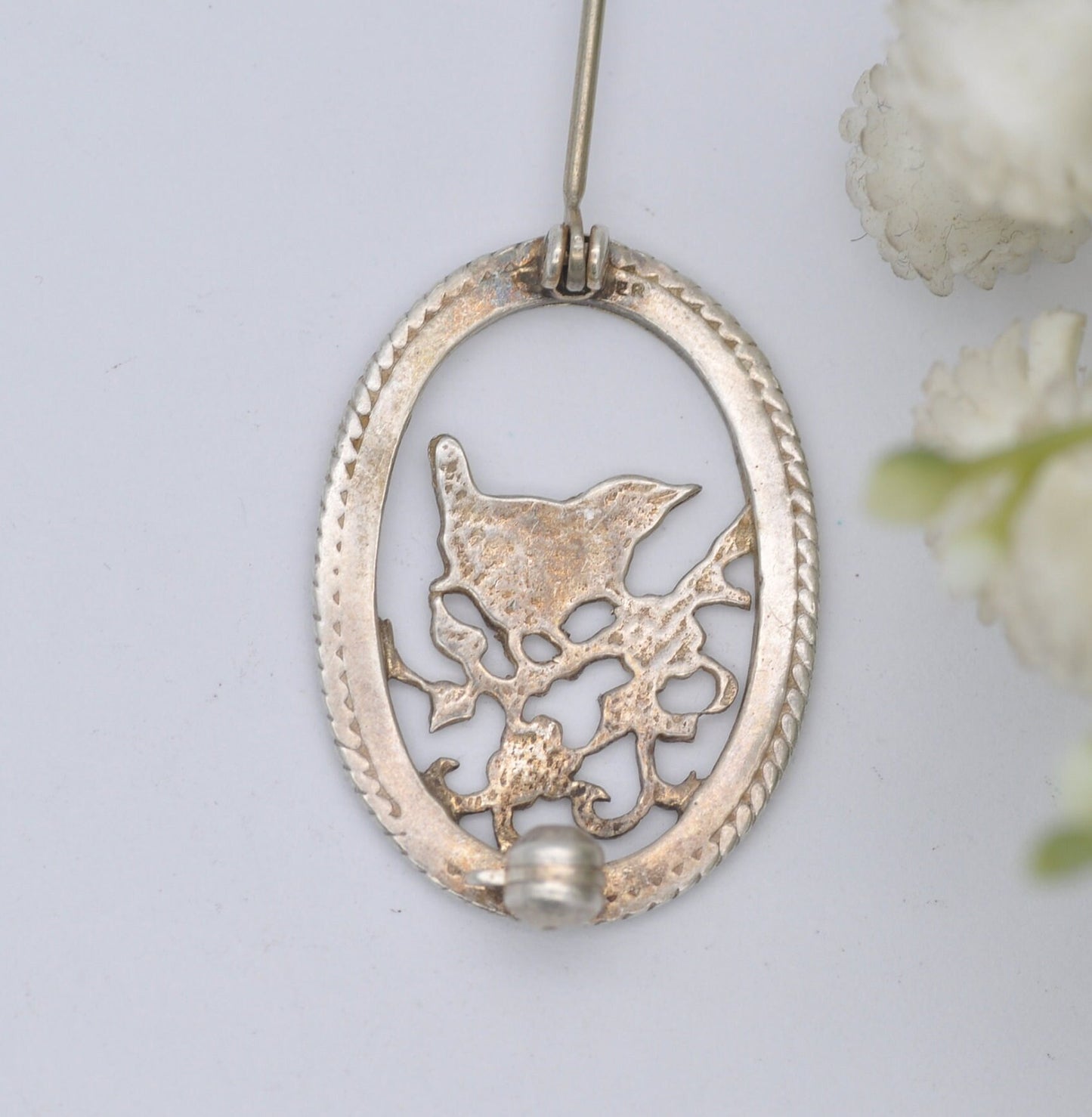 Vintage Silver Robin on a Branch Brooch - Openwork Bird Brooch | Victorian Style