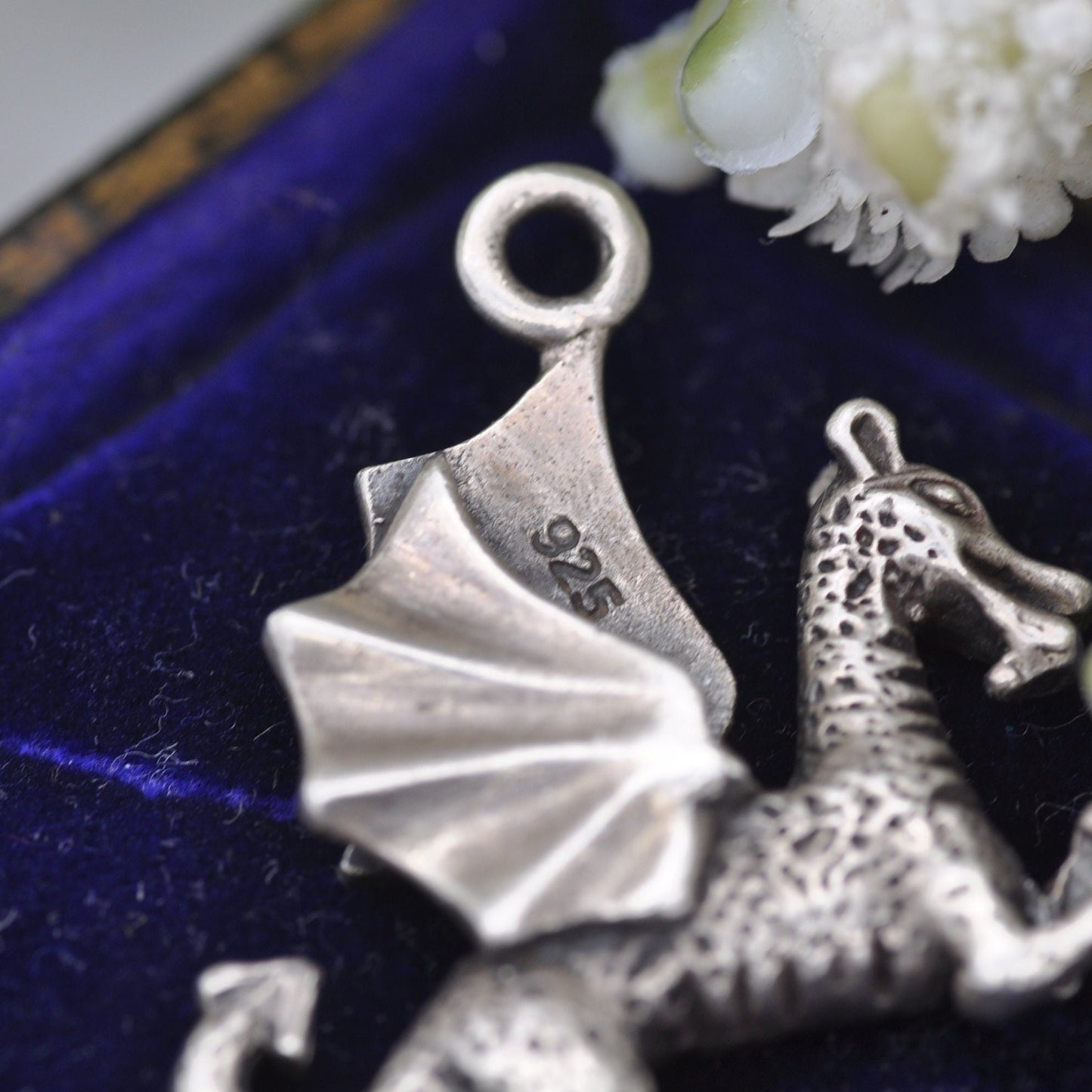 Vintage Sterling Silver Dragon Charm Pendant - Mystical Pendant | Fantasy Creature