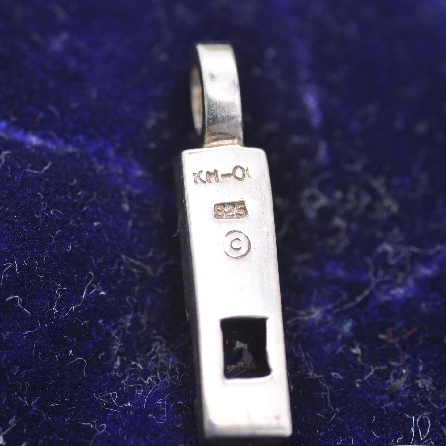 Vintage Kit Heath Sterling Silver Sapphire Pendant - Rectangle Drop