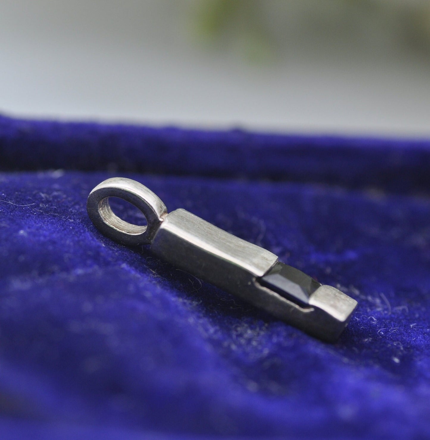 Vintage Kit Heath Sterling Silver Sapphire Pendant - Rectangle Drop