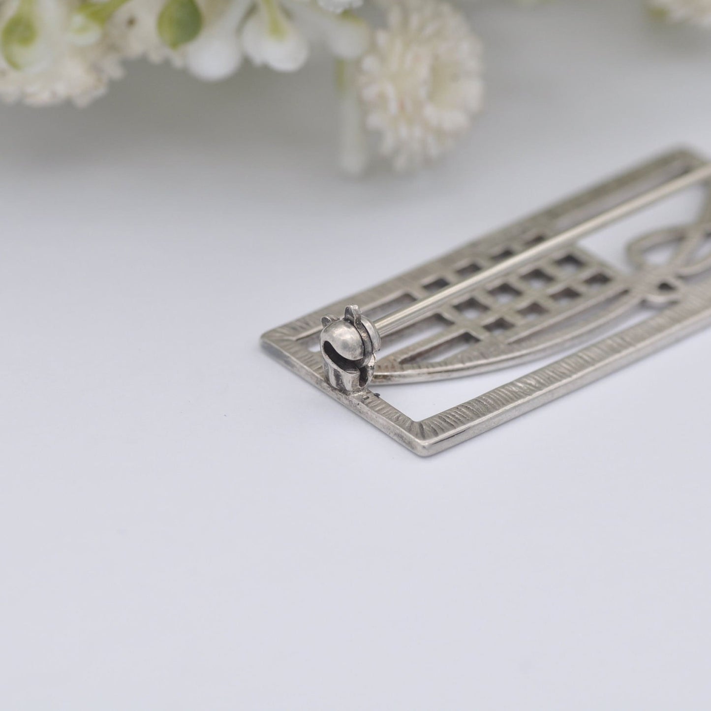 Vintage Scottish Sterling Silver Brooch - Mackintosh Stained Glass Window Style | Celtic Flower Design