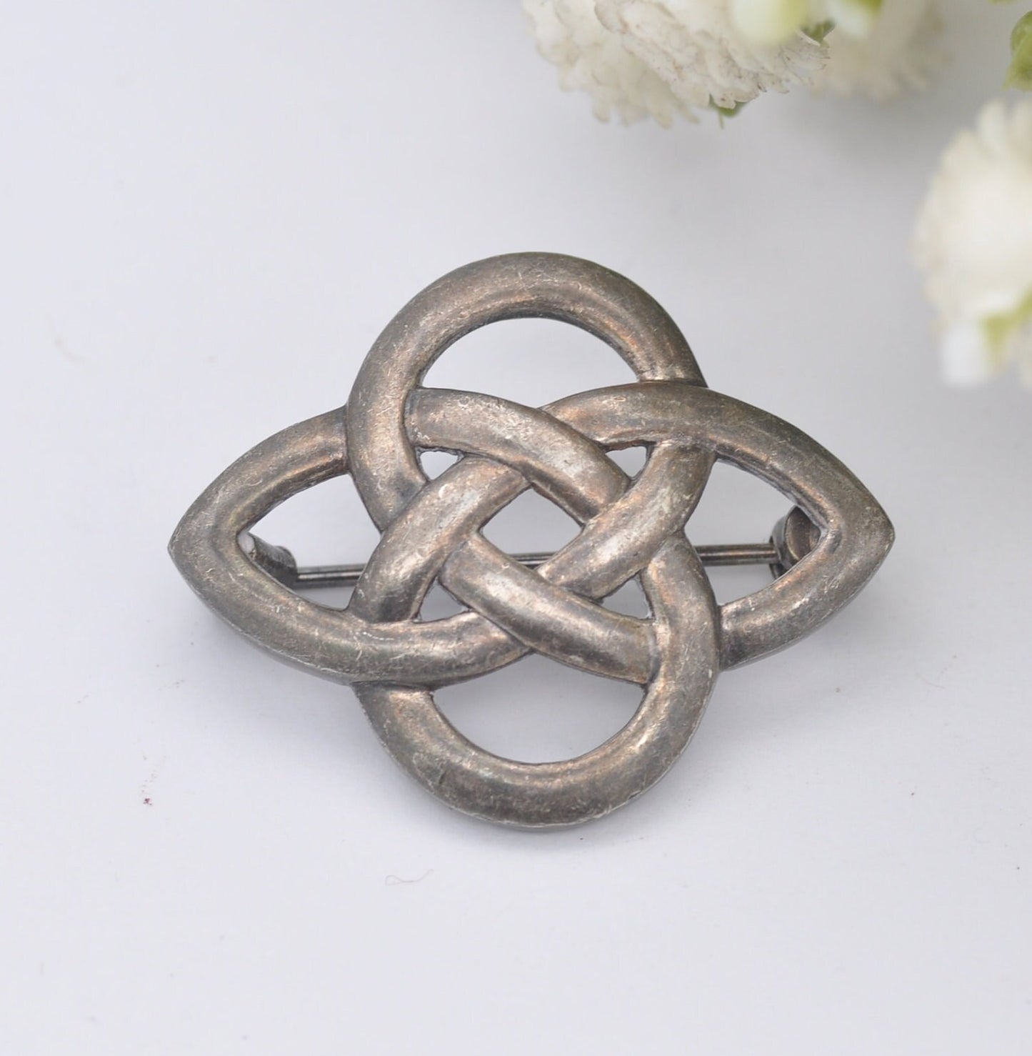 Vintage Kit Heath Sterling Silver Brooch -Small Open Celtic Knot Design