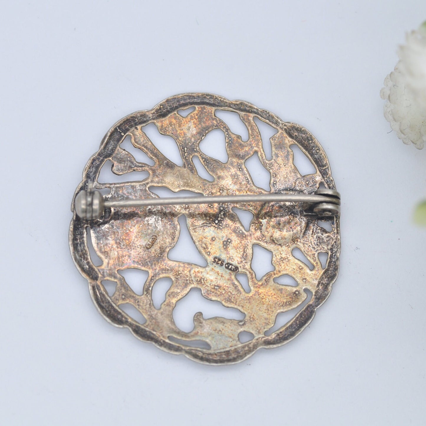 Vintage Sterling Silver Openwork Flower Brooch - Floral Cut Out Design | Victorian Style