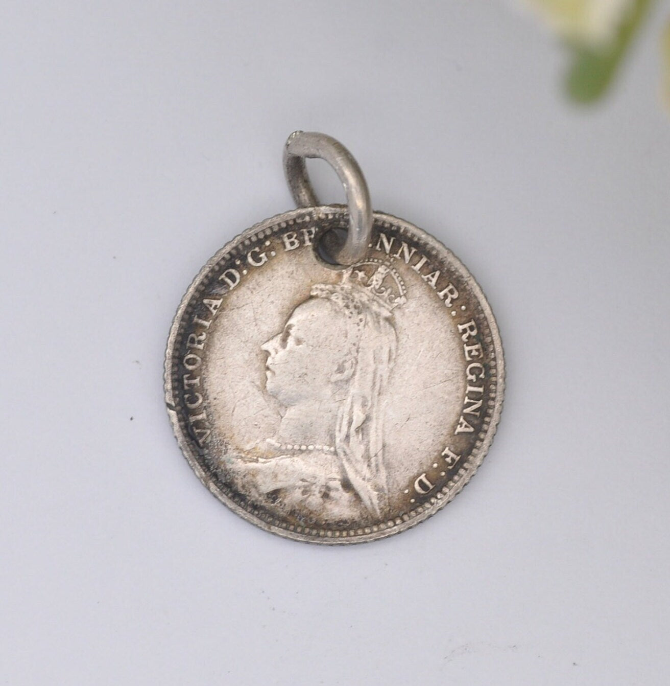 Antique Victorian Silver Four Pence 1888 Coin Charm Pendant - Colonial Issue Groat