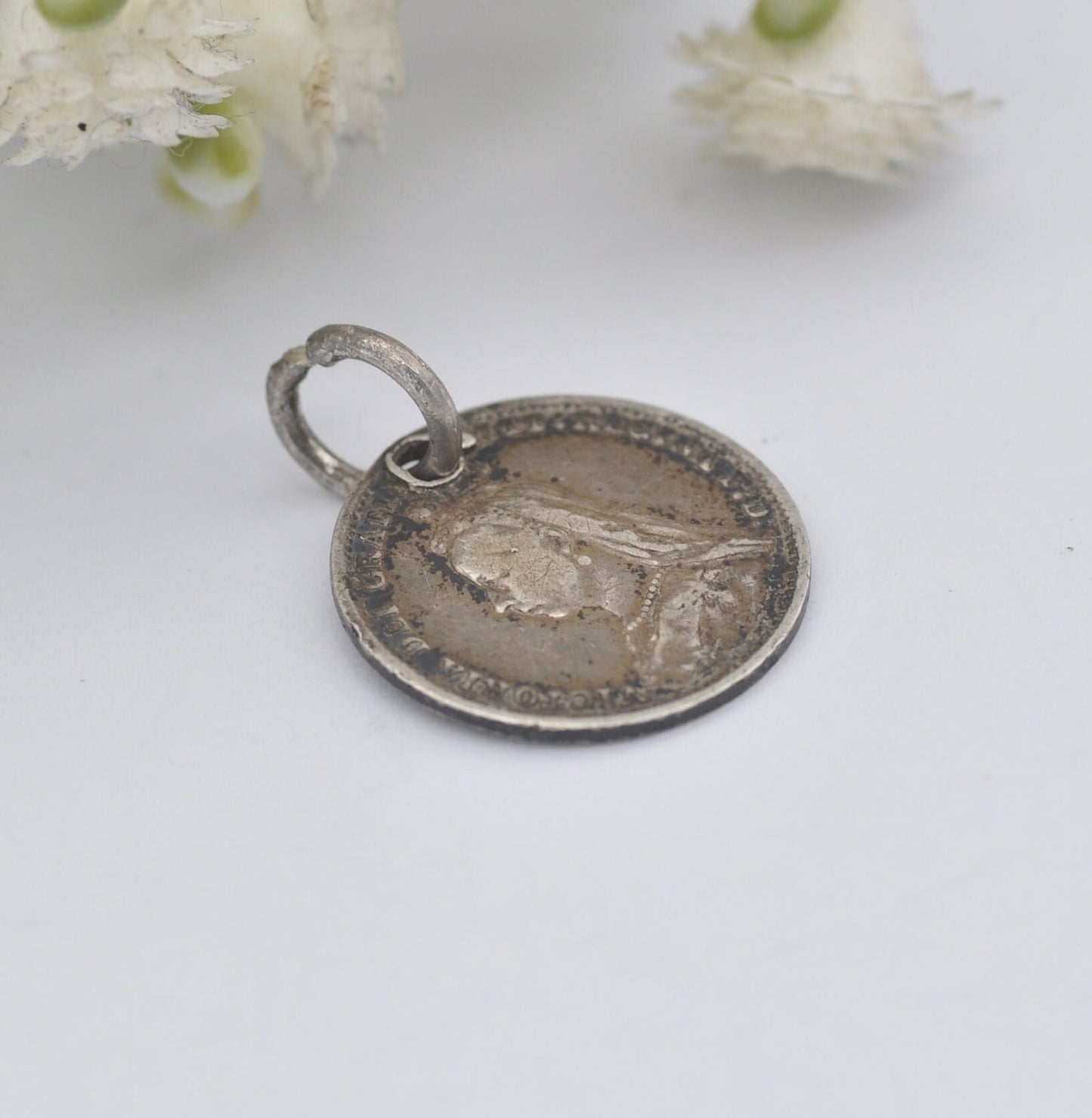 Antique Victorian Silver Three Pence 1889 Coin Charm Pendant - Victoria Silver Coin Jewellery | Jubilee Head
