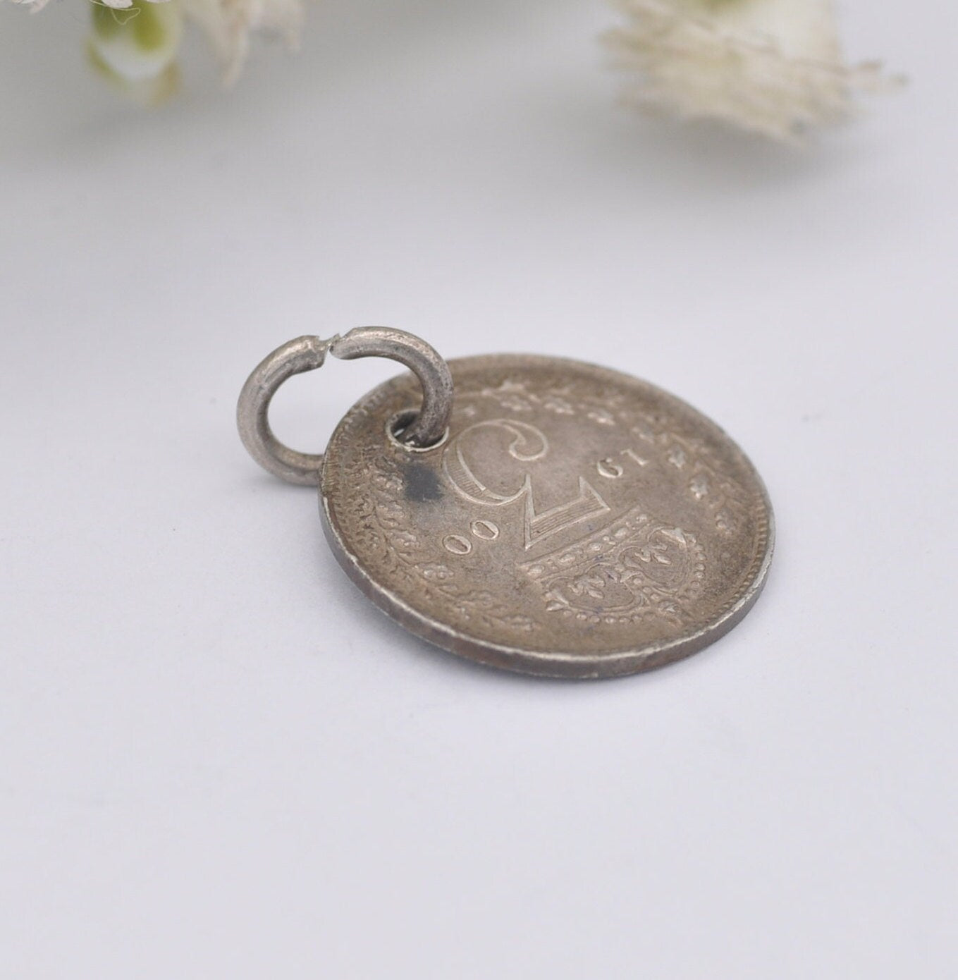 Antique Victorian Silver Three Pence 1900 Coin Charm Pendant - Victoria Silver Coin Jewellery