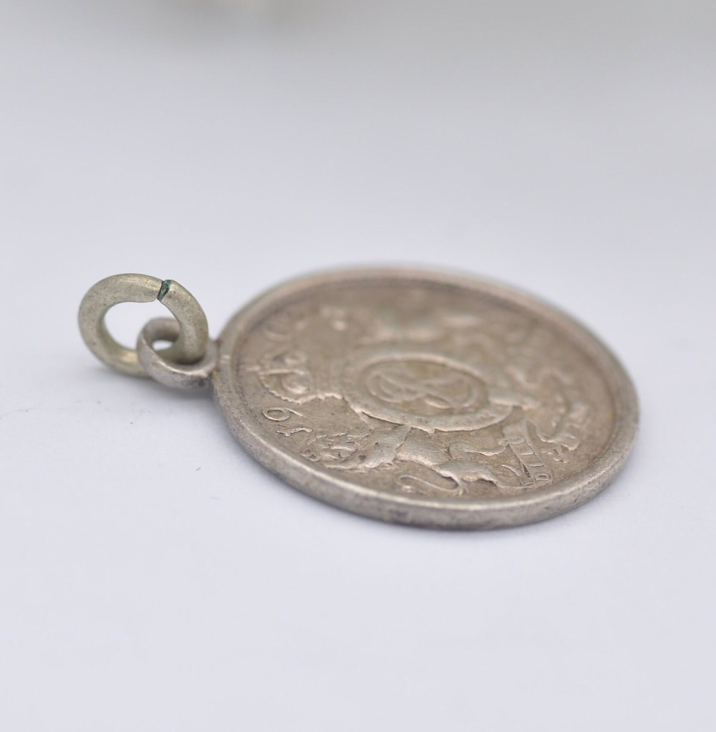 Antique Sterling Silver Edward VII 1902 Coronation Medal - Small Silver Charm Pendant