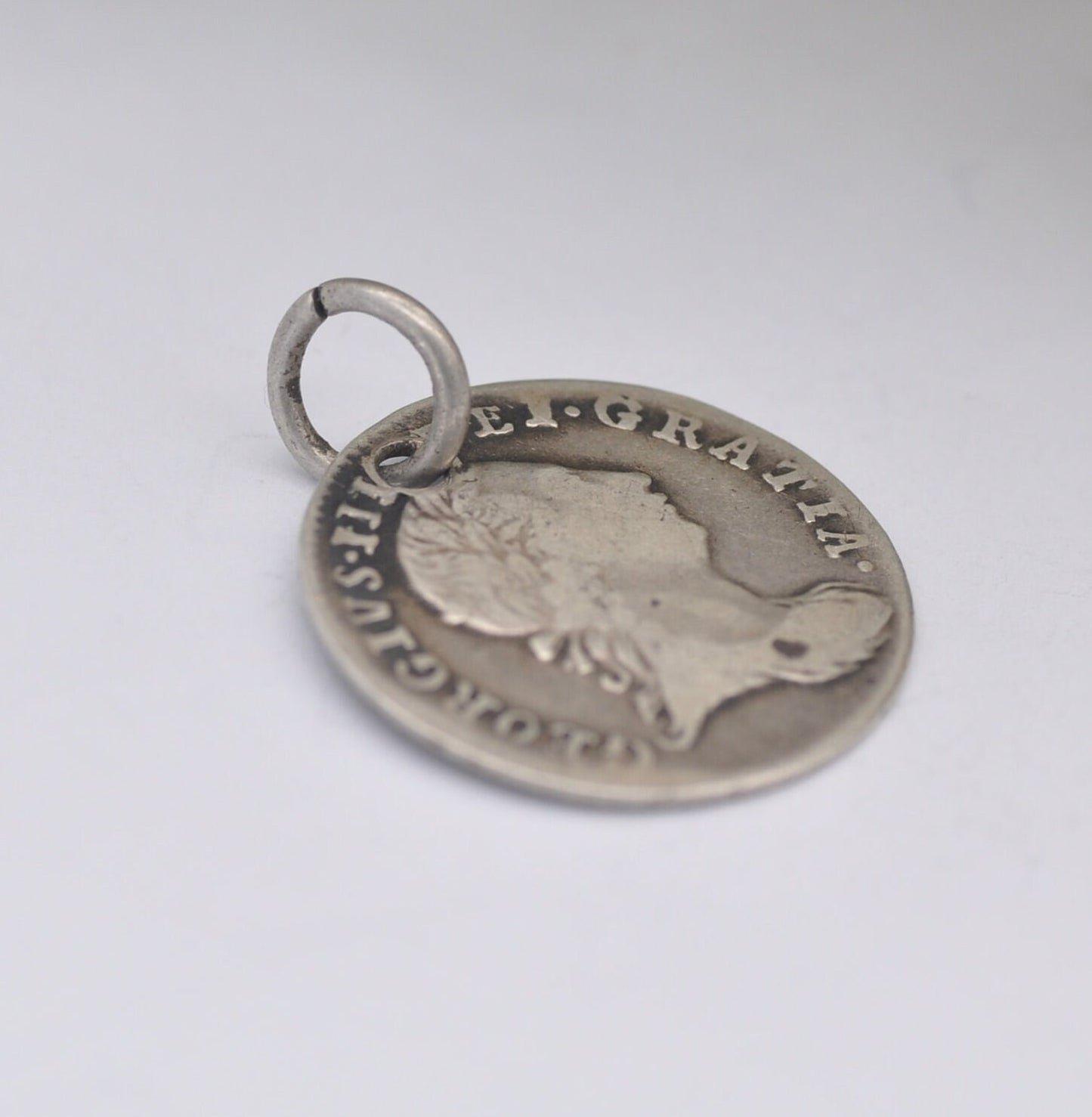 Antique Sterling Silver 1762 George III Threepence Coin Pendant - Silver Coin Jewellery