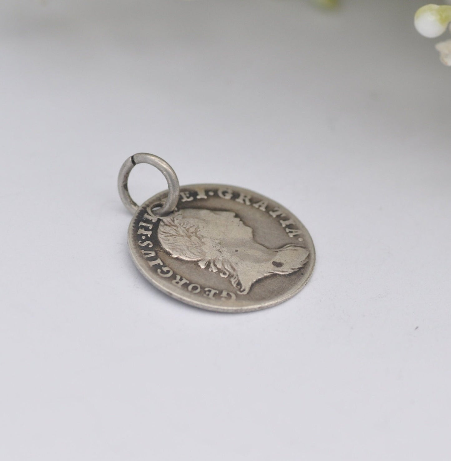 Antique Sterling Silver 1762 George III Threepence Coin Pendant - Silver Coin Jewellery
