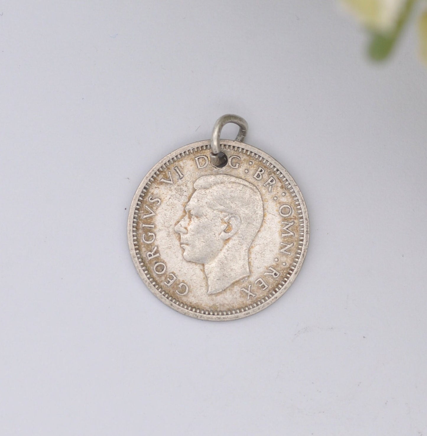 Vintage Silver George VI Threepence 1938 Coin Charm Pendant - Silver Coin Jewellery
