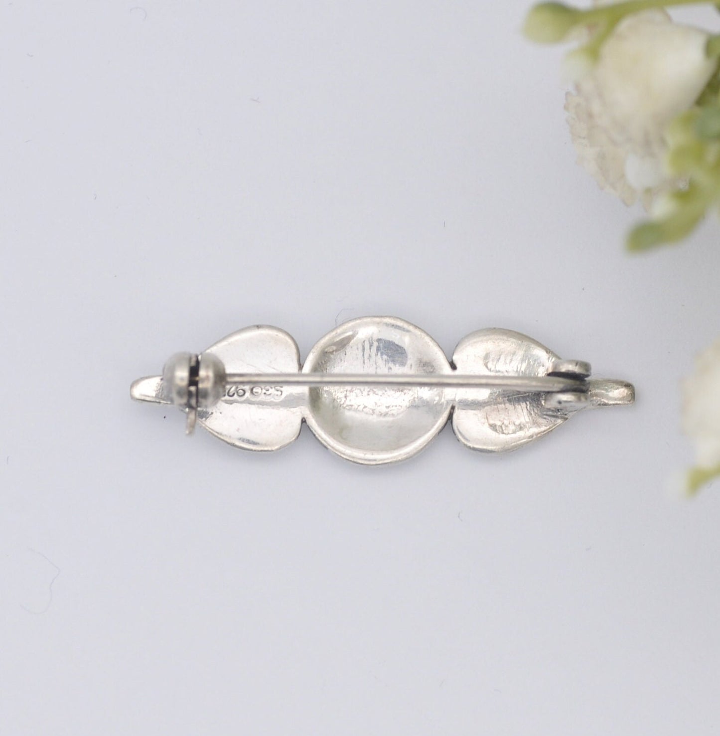 Vintage Sea Gems Sterling Silver Celtic Rose Brooch - Mackintosh Style