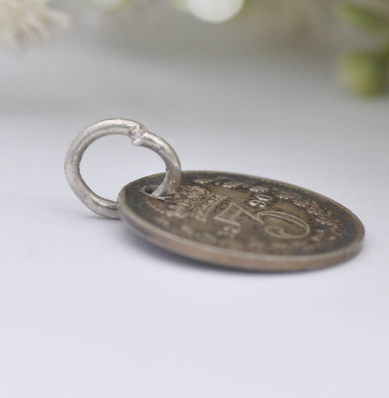 Antique Victorian Silver Threepence 1890 Coin Charm Pendant - Jubilee Head | Silver Coin Jewellery