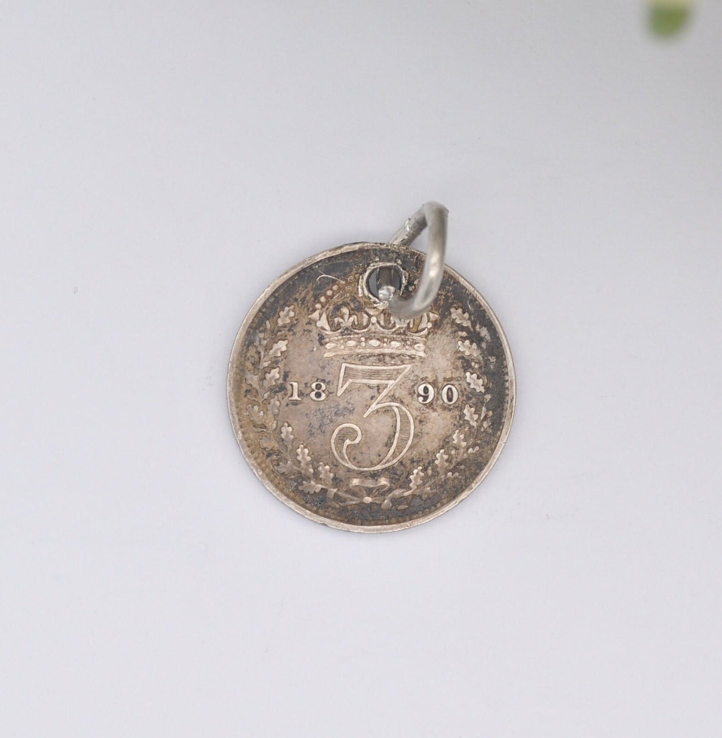 Antique Victorian Silver Threepence 1890 Coin Charm Pendant - Jubilee Head | Silver Coin Jewellery