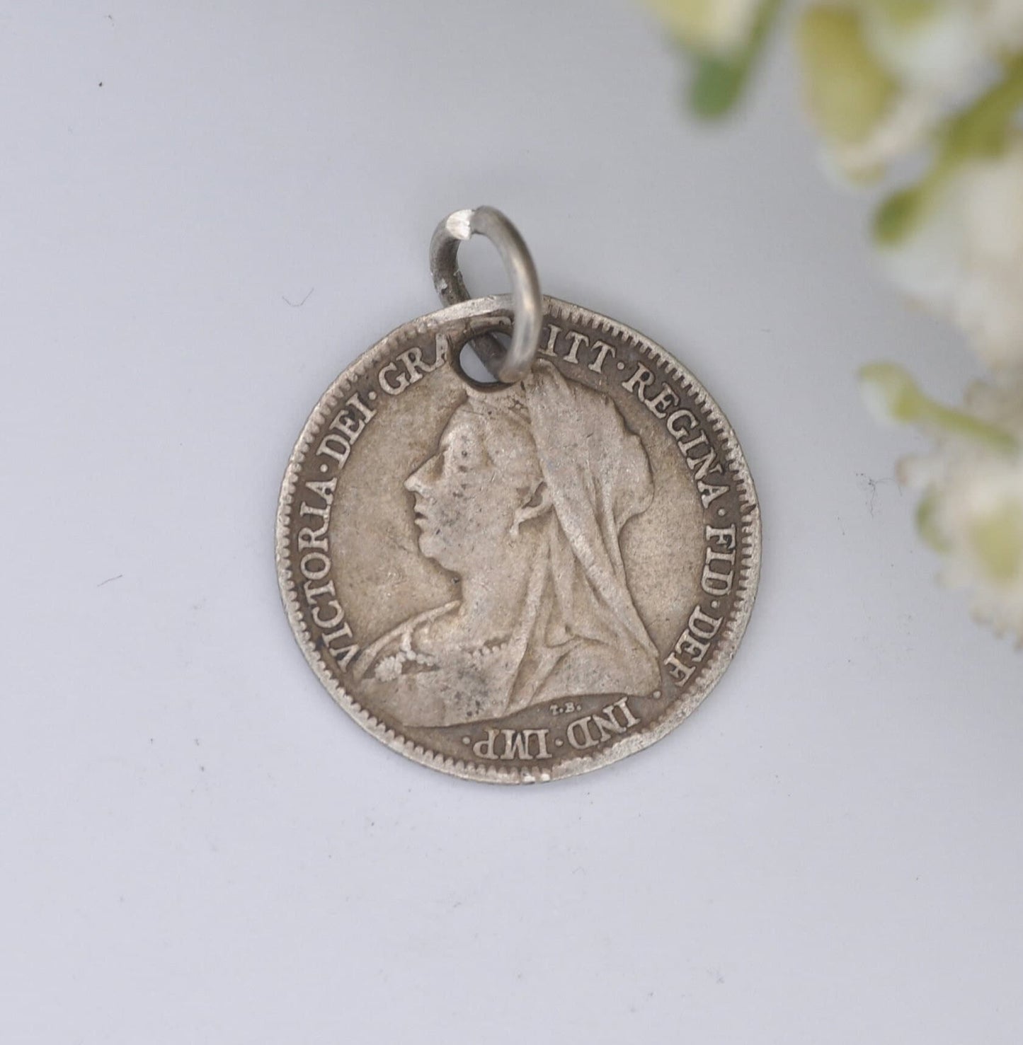 Antique Victorian Silver Six Pence 1896 Coin Charm Pendant - Victorian Silver Coin Jewellery | Old Head
