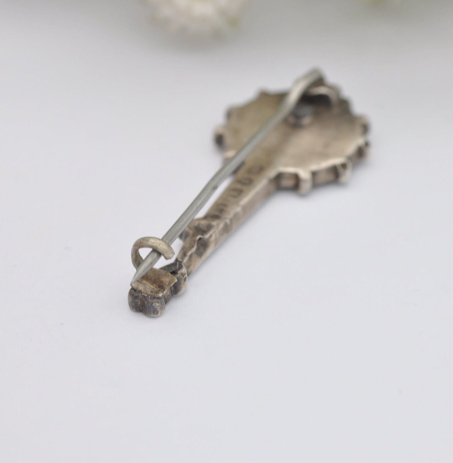 Antique Sterling Silver Agate Banjo Brooch by Adie & Lovekin 1897 - Blue Lace Agate | Novelty Victorian Musical Instrument Jewellery