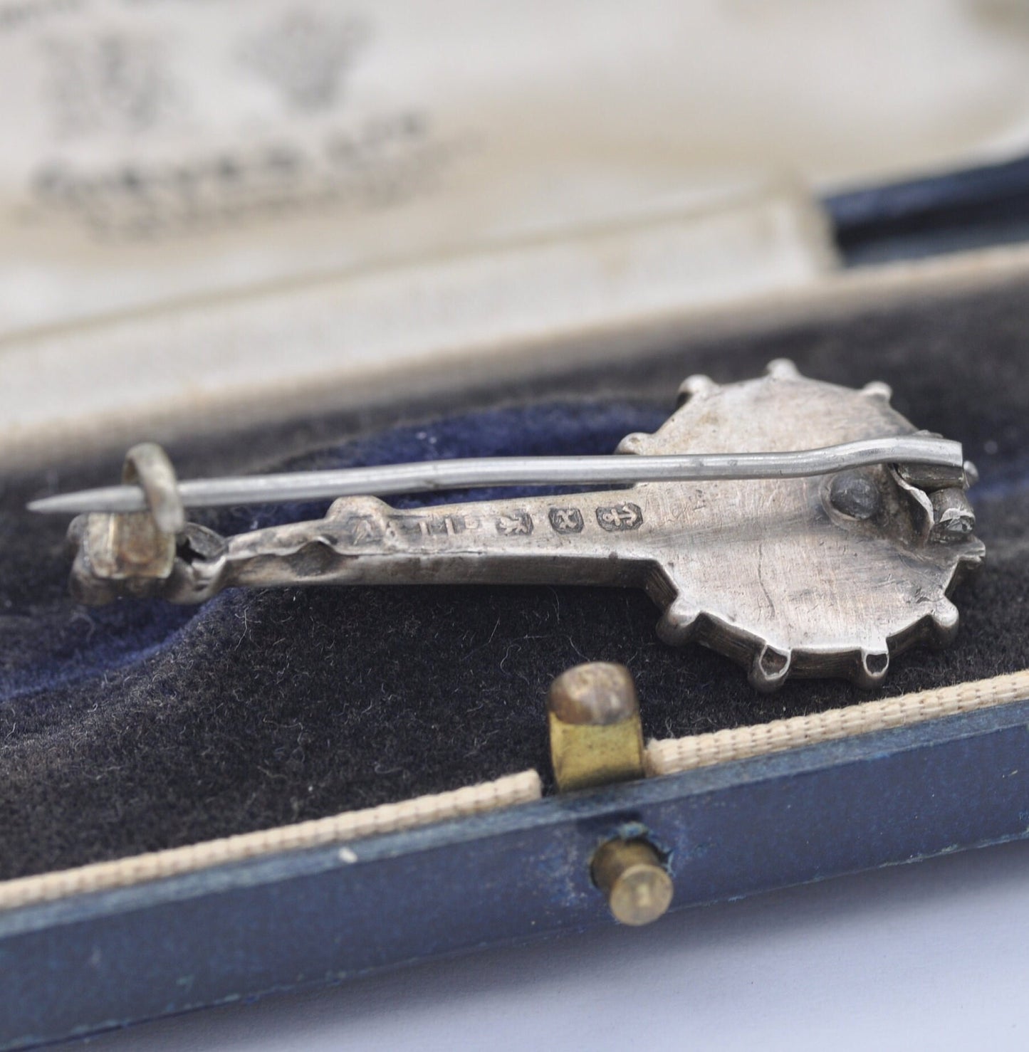 Antique Sterling Silver Agate Banjo Brooch by Adie & Lovekin 1897 - Blue Lace Agate | Novelty Victorian Musical Instrument Jewellery