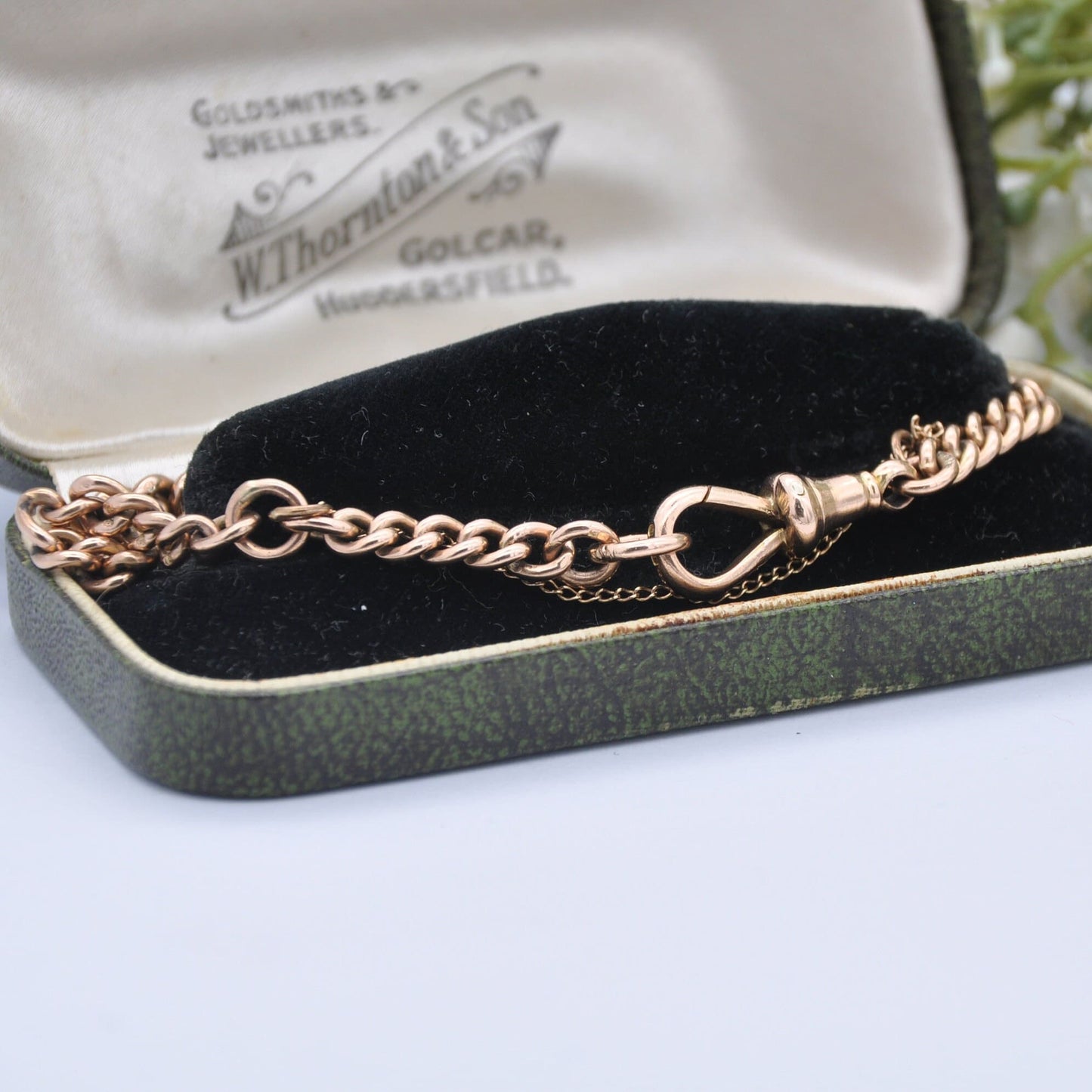 Antique 9ct Gold Curb Link Chain Bracelet with Dog Clip and Safety Chain - Graduating Links | 18cm to 21cm