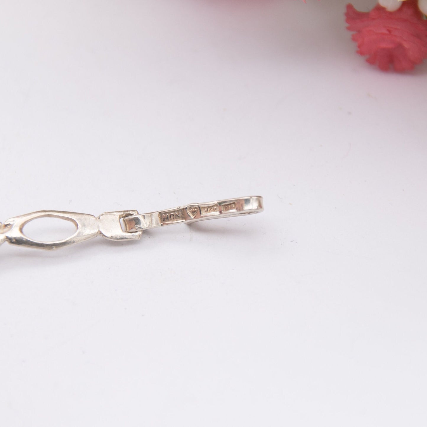 Vintage Sterling Silver Hook Clasp Bracelet - Small Openwork Panels | Unisex Silver