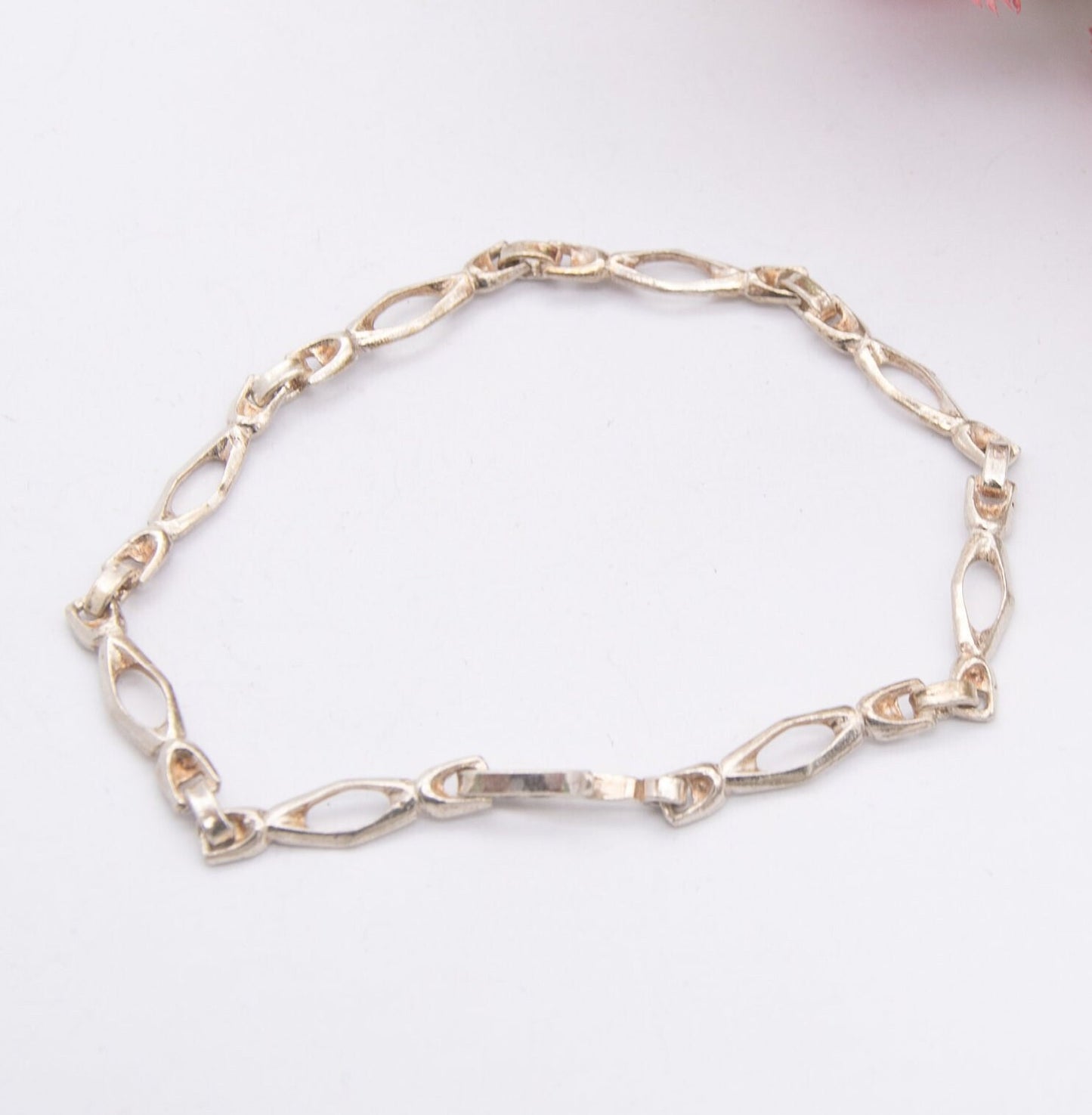 Vintage Sterling Silver Hook Clasp Bracelet - Small Openwork Panels | Unisex Silver