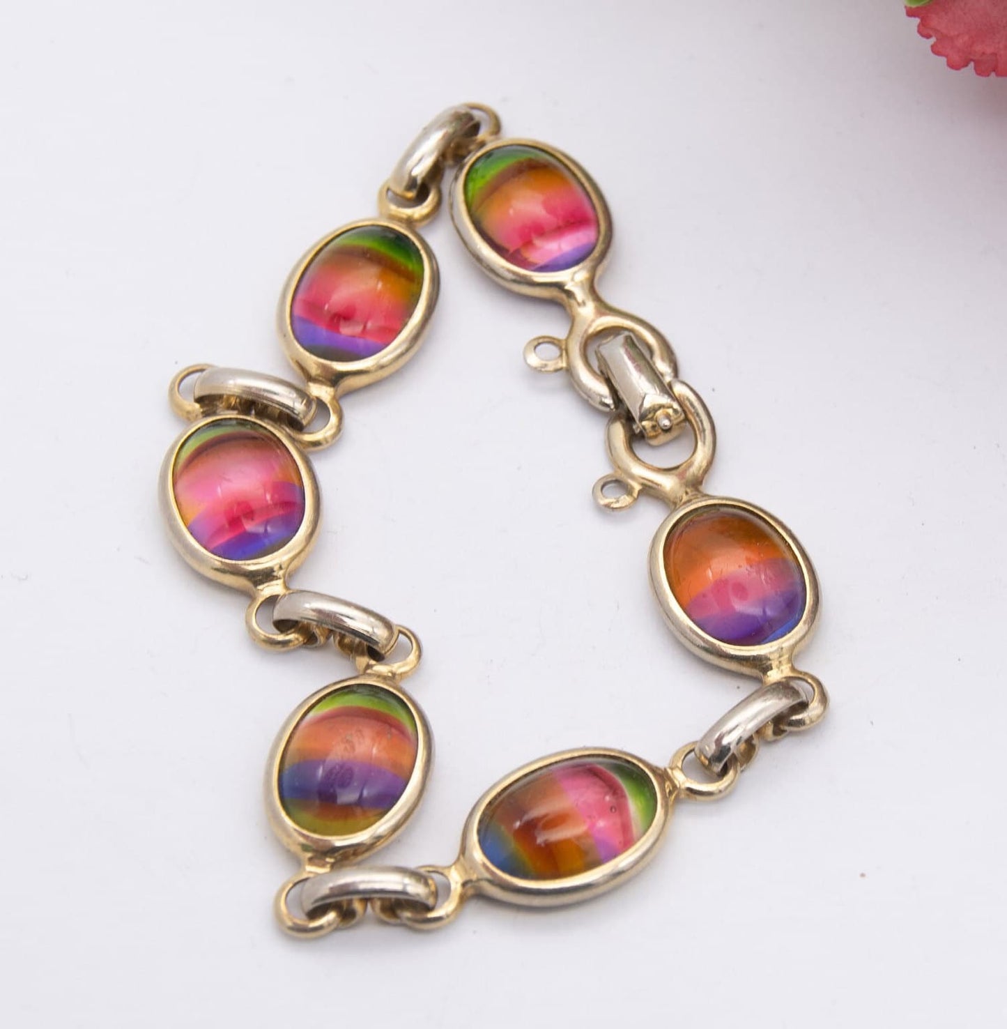 Vintage Sarah Coventry Rainbow Glass Bracelet - Signed Branded Jewellery | Mid-Century Designer