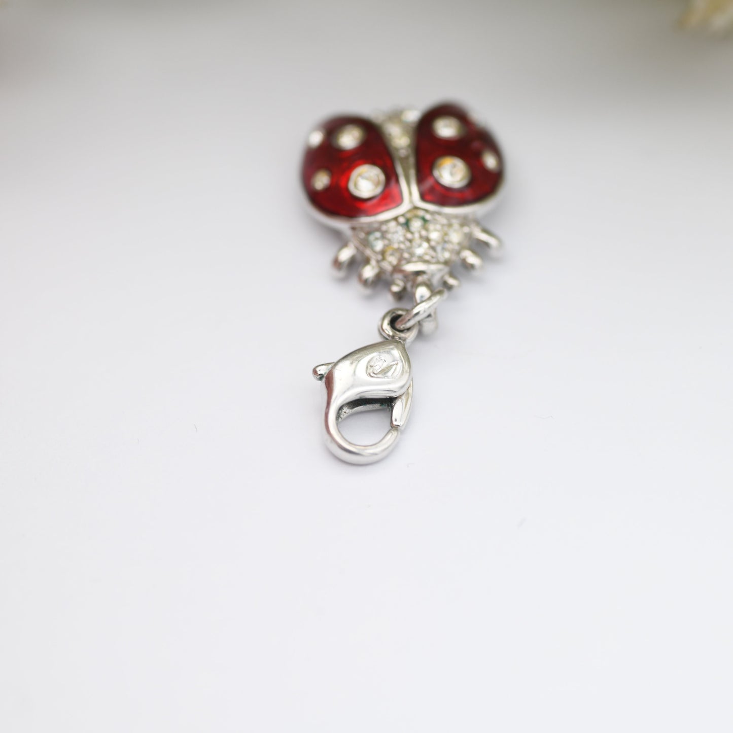 Swarovski Ladybird Charm Pendant - Red Enamel and Sparkly Crystals