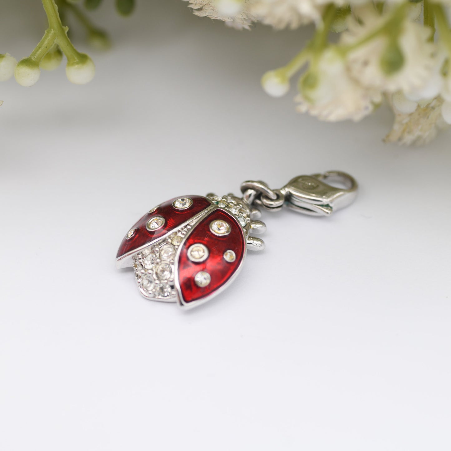 Swarovski Ladybird Charm Pendant - Red Enamel and Sparkly Crystals