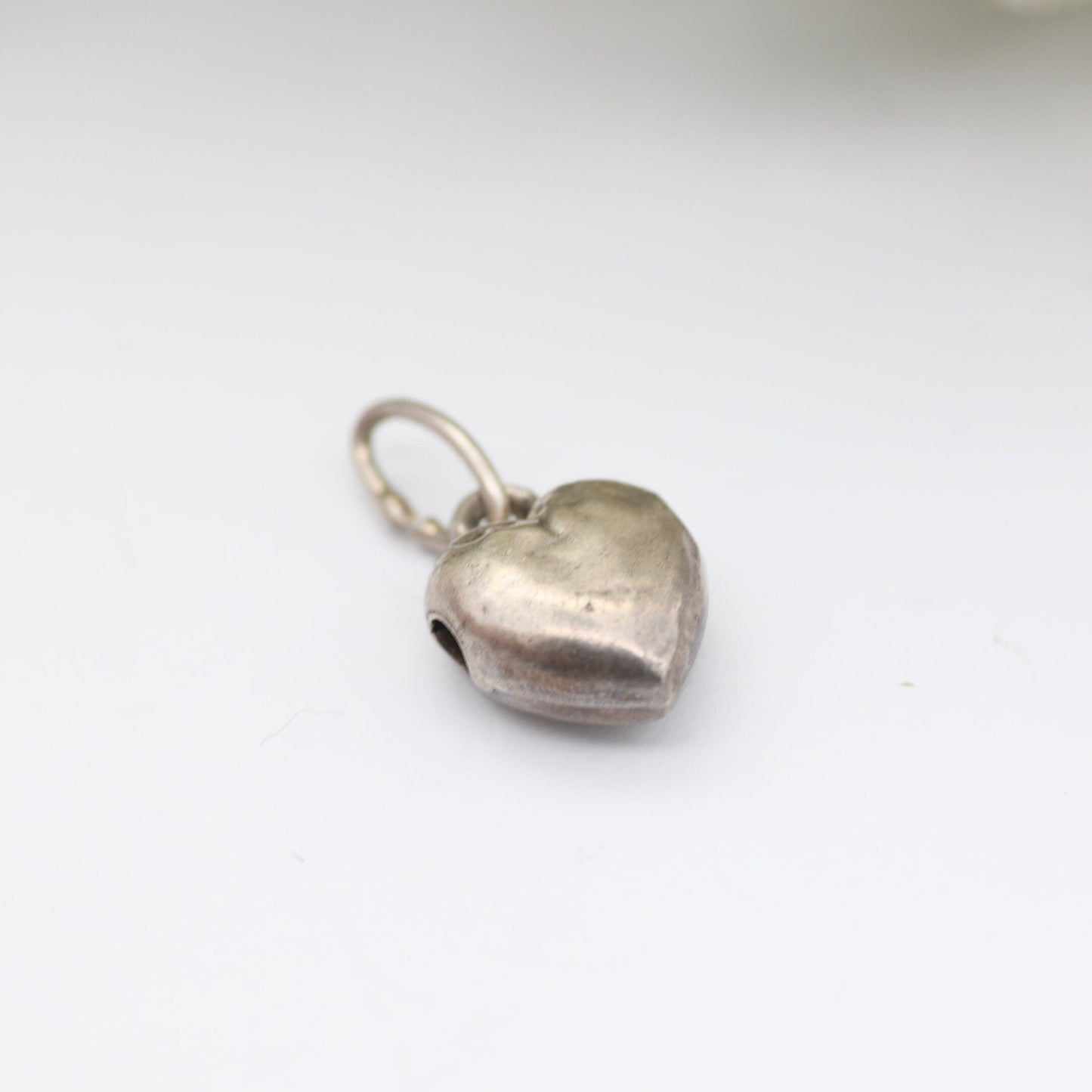Antique Sterling Silver Heart Charm Pendant - Pierced Heart | Slide Pendant