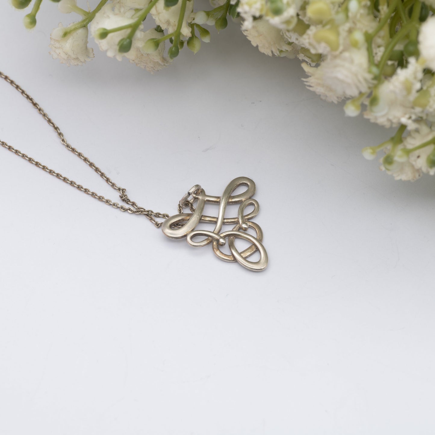 Ola Gorie Sterling Silver Pendant Necklace on Kit Heath Silver Chain - Earring Conversion | Triangle Celtic Knot Design
