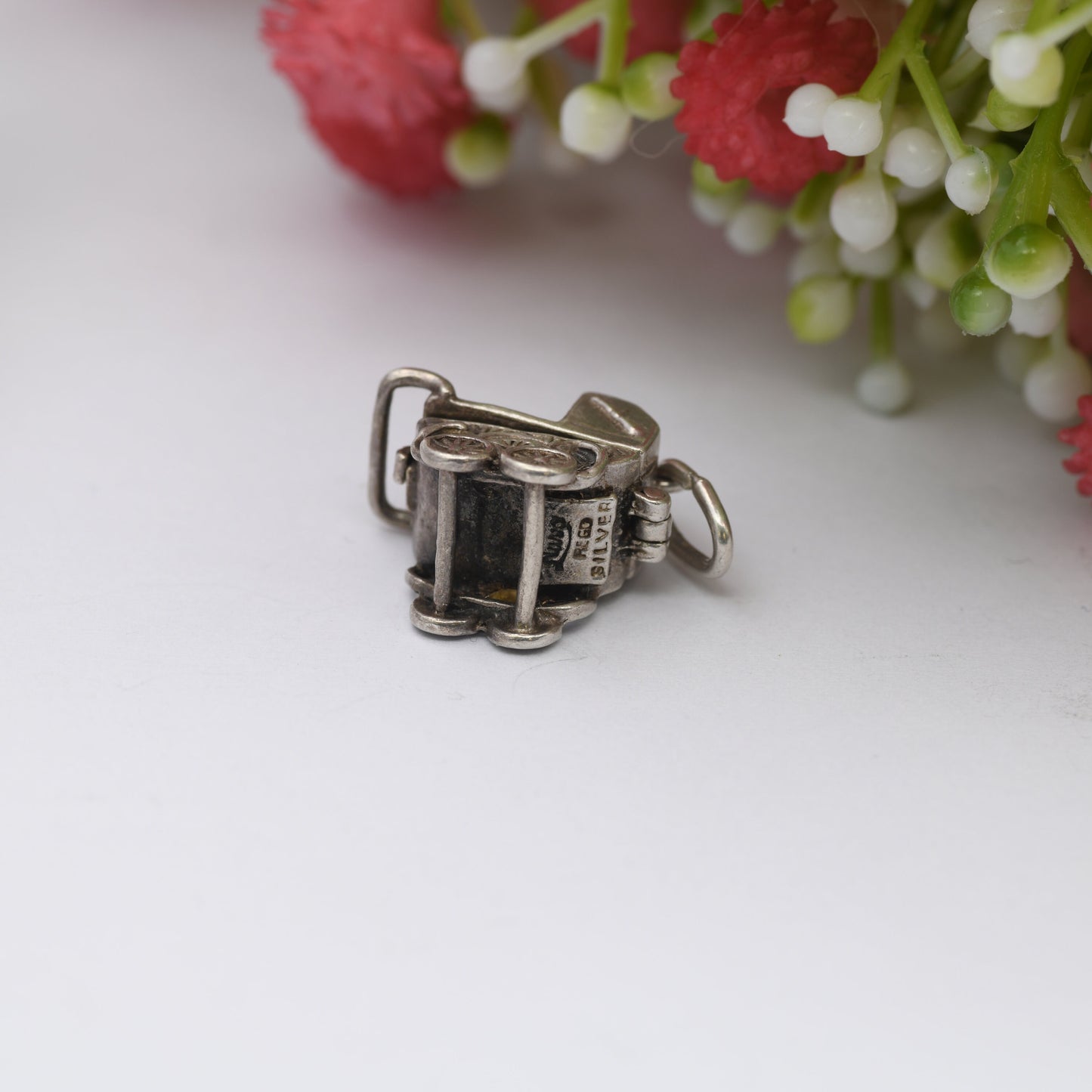 Vintage Nuvo Sterling Silver Pram Charm Opening to Reveal a Baby - Antique Style Pushchair Pendant