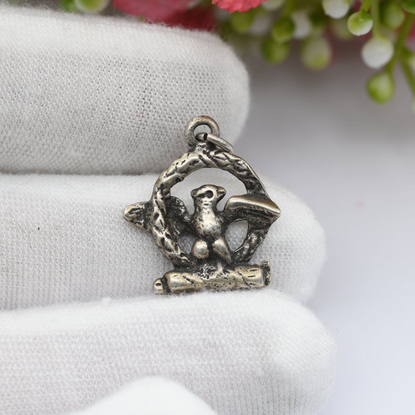 Vintage Silver Eagle in Wreath Charm Pendant - SPQR Ancient Roman Symbol of the Senate | USA American Eagle