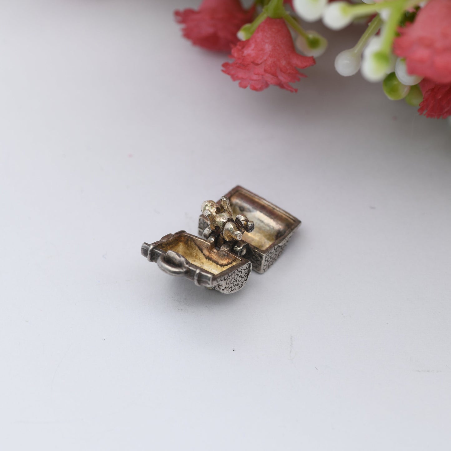 Vintage Sterling Silver Dr Stork Bag Charm - Doctor's Bag Opening to Reveal a Baby